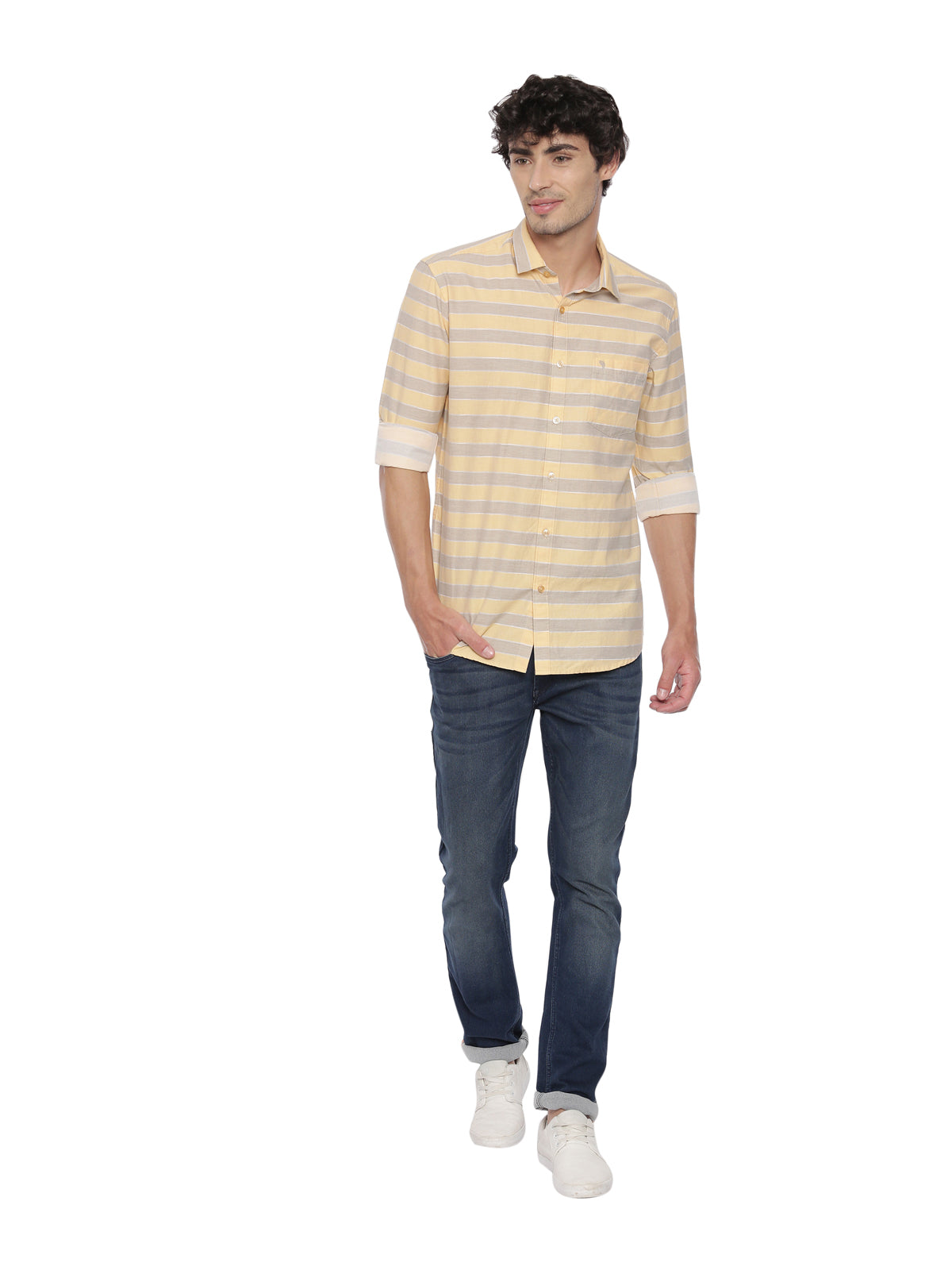 Swiss Club Mens Stripes Casual Wear Full Sleeve Slim Fit Woven Shirt SWISS CLUB Shirt Swiss Club 