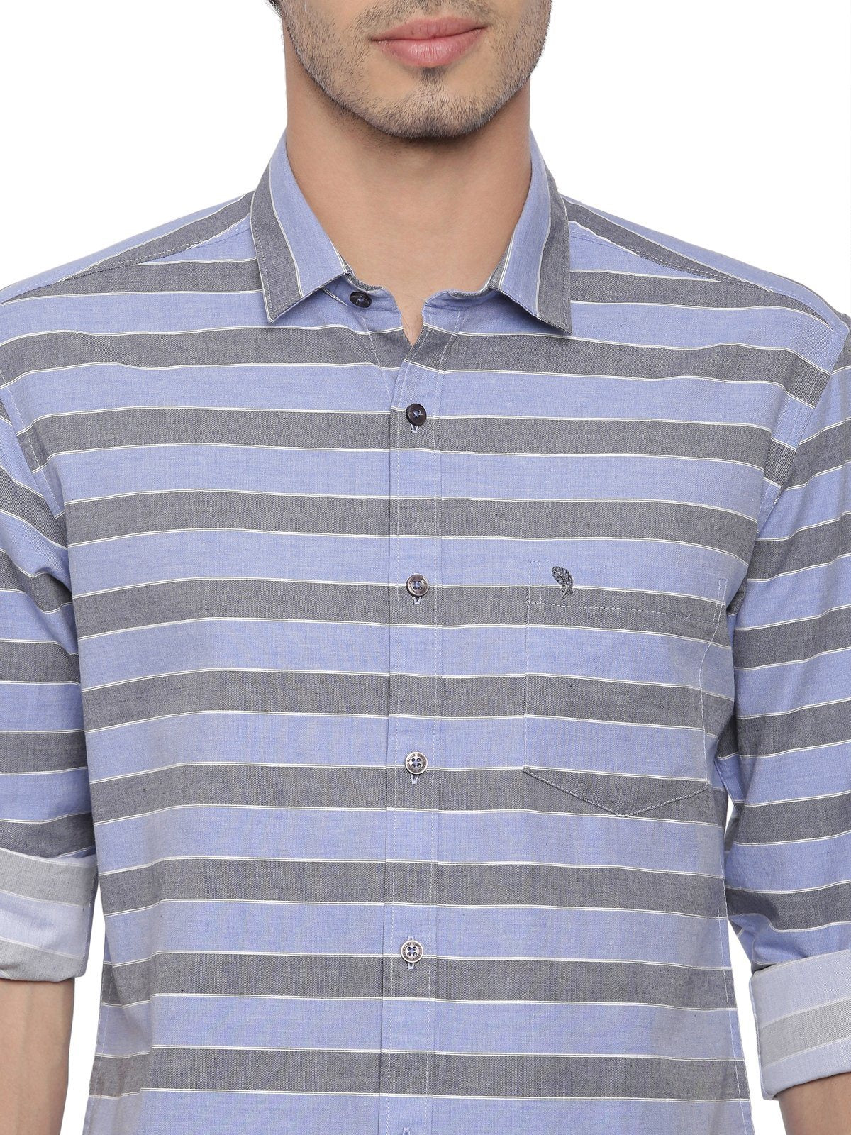 Swiss Club Mens Stripes Casual Wear Full Sleeve Slim Fit Woven Shirt SWISS CLUB Shirt Swiss Club 