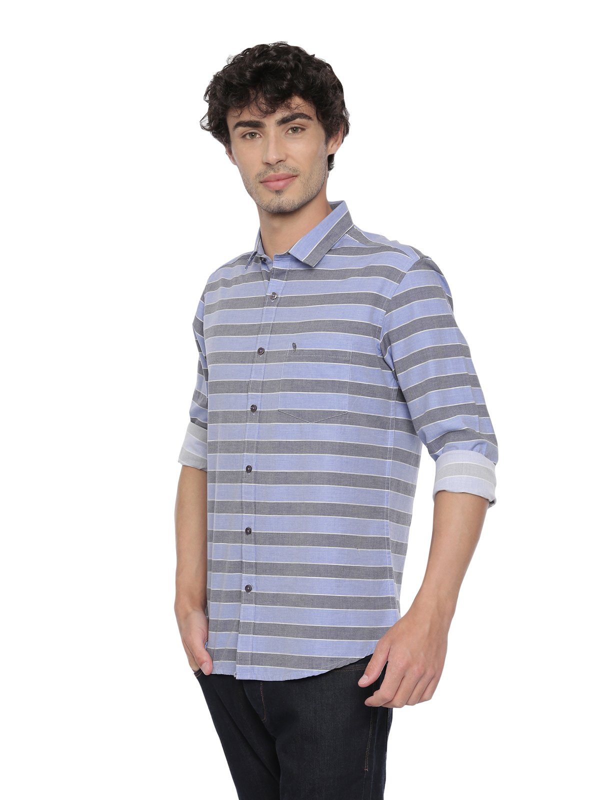 Swiss Club Mens Stripes Casual Wear Full Sleeve Slim Fit Woven Shirt SWISS CLUB Shirt Swiss Club 