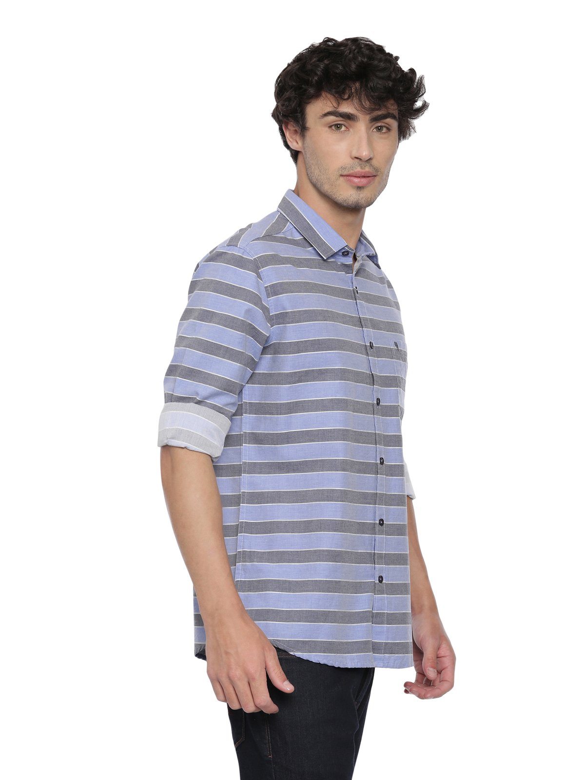 Swiss Club Mens Stripes Casual Wear Full Sleeve Slim Fit Woven Shirt SWISS CLUB Shirt Swiss Club 