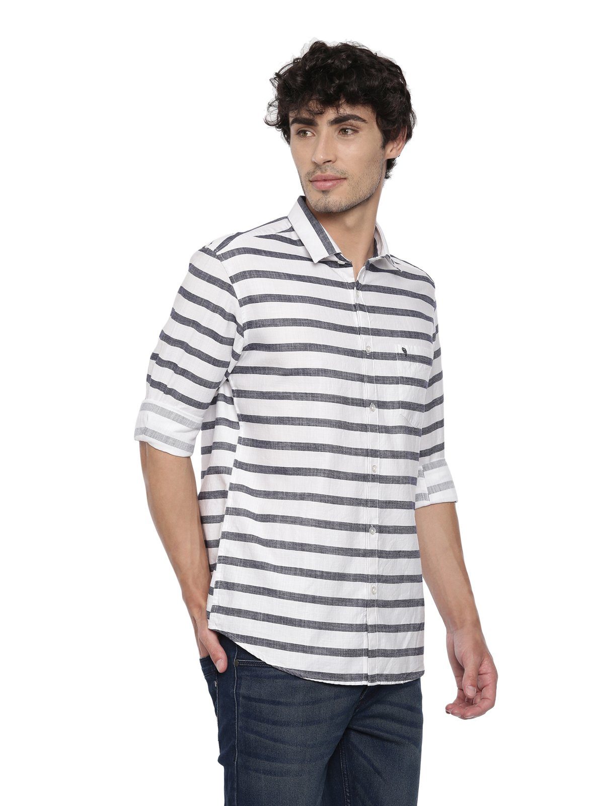 Swiss Club Mens Stripes Casual Wear Full Sleeve Slim Fit Woven Shirt SWISS CLUB Shirt Swiss Club 
