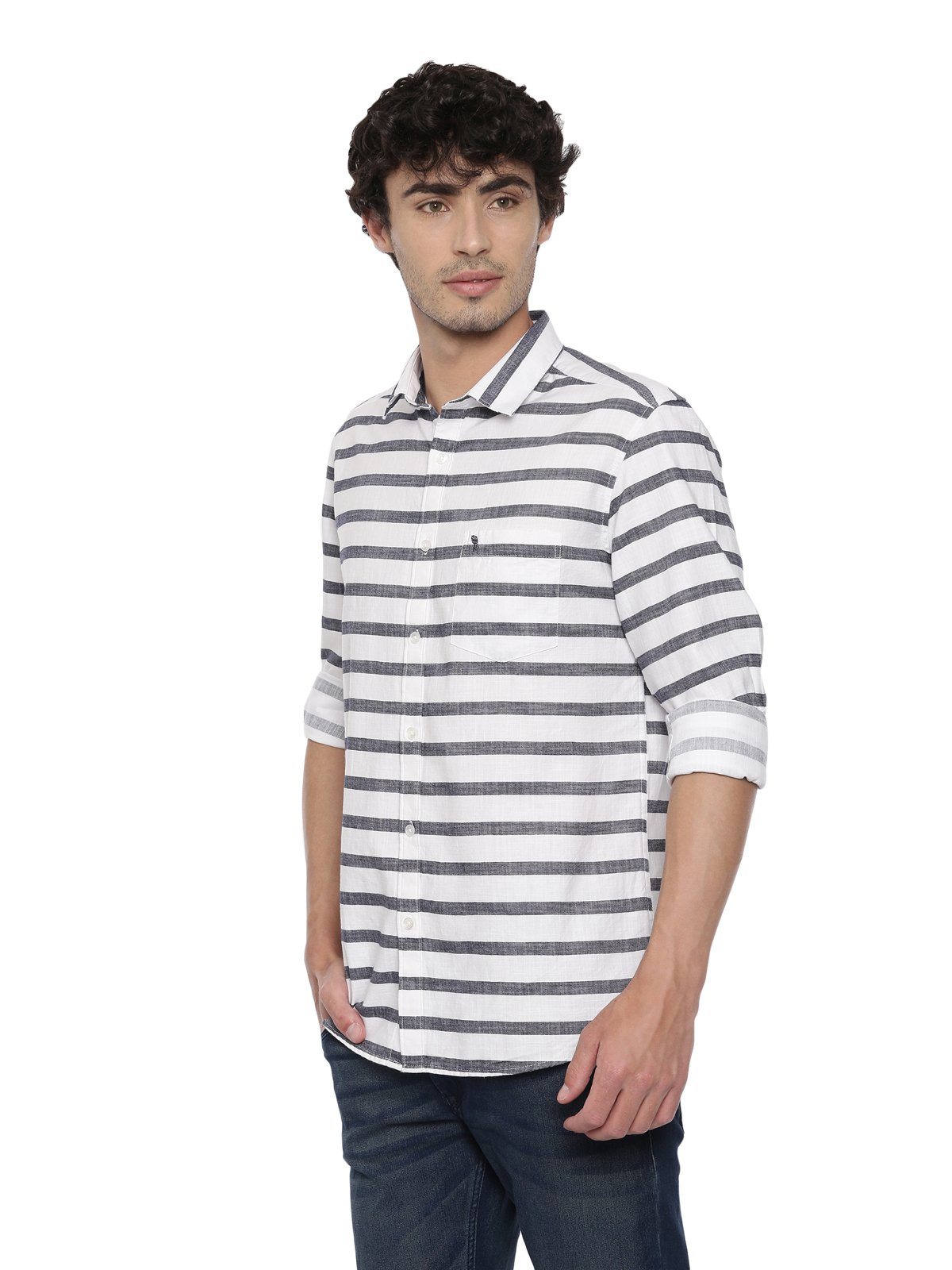 Swiss Club Mens Stripes Casual Wear Full Sleeve Slim Fit Woven Shirt SWISS CLUB Shirt Swiss Club 