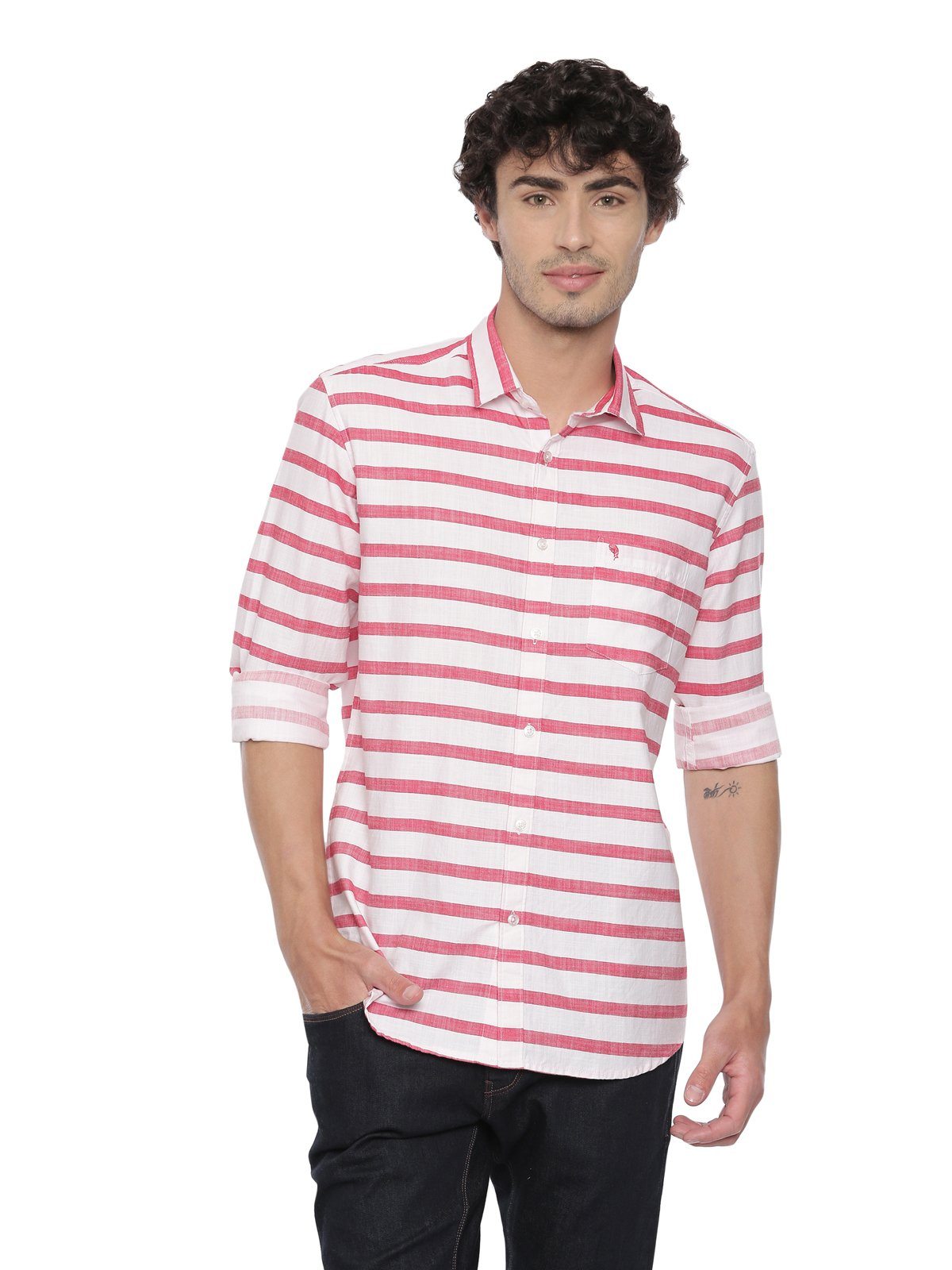 Swiss Club Mens Stripes Casual Wear Full Sleeve Slim Fit Woven Shirt SWISS CLUB Shirt Swiss Club 