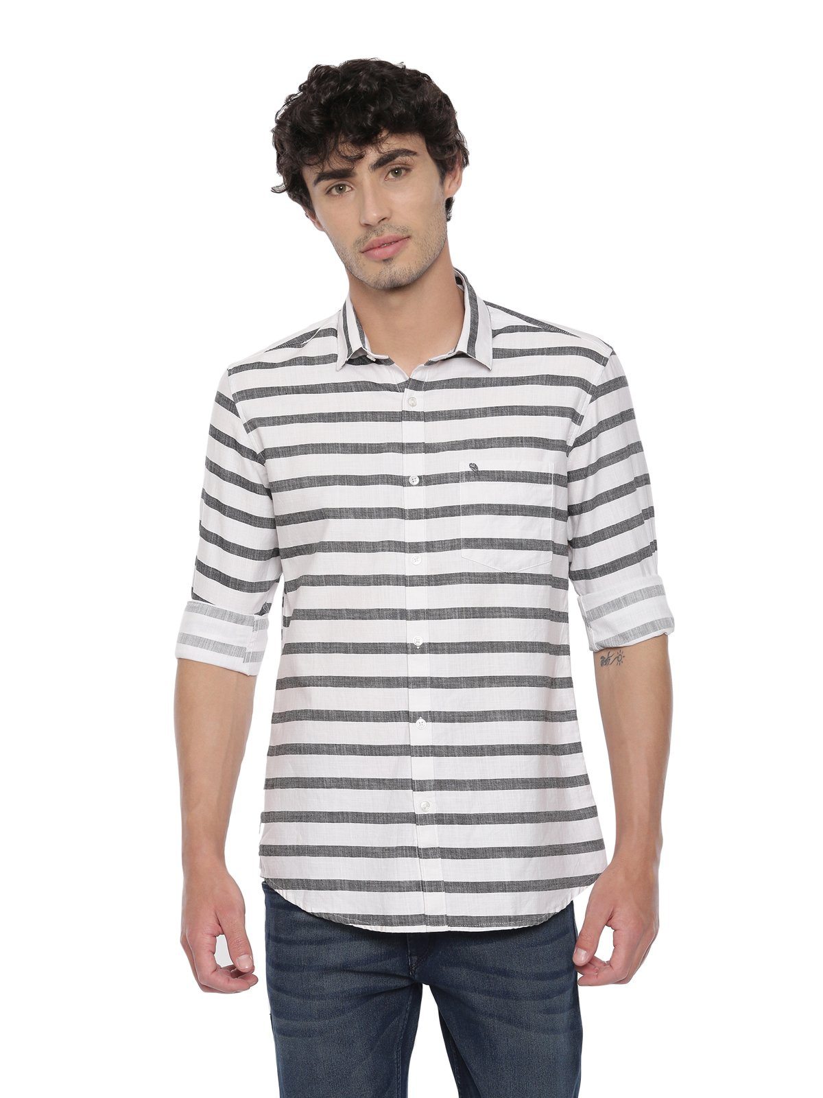 Swiss Club Mens Stripes Casual Wear Full Sleeve Slim Fit Woven Shirt SWISS CLUB Shirt Swiss Club 