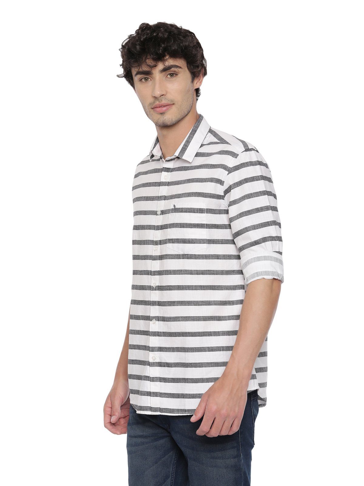 Swiss Club Mens Stripes Casual Wear Full Sleeve Slim Fit Woven Shirt SWISS CLUB Shirt Swiss Club 
