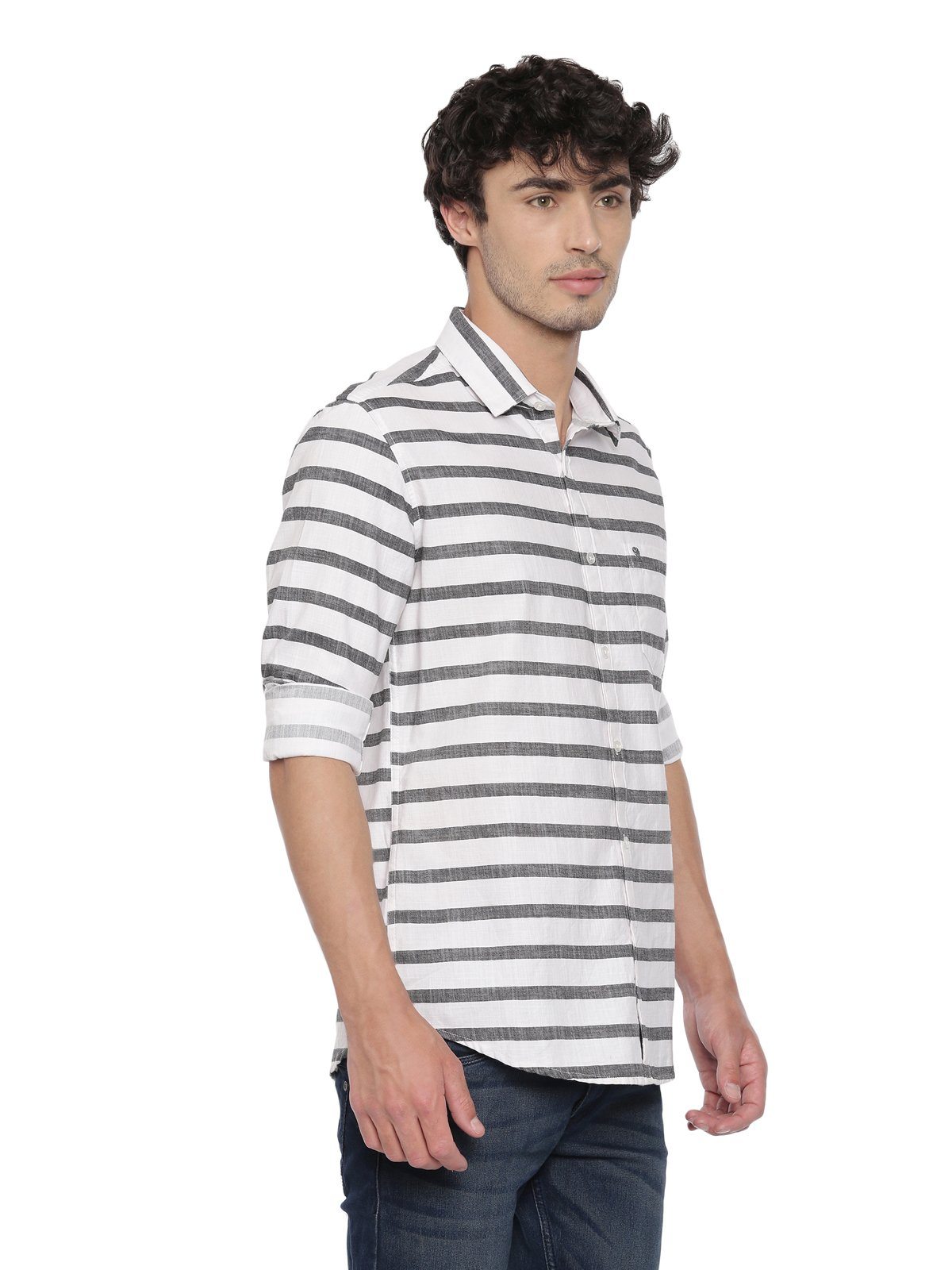 Swiss Club Mens Stripes Casual Wear Full Sleeve Slim Fit Woven Shirt SWISS CLUB Shirt Swiss Club 