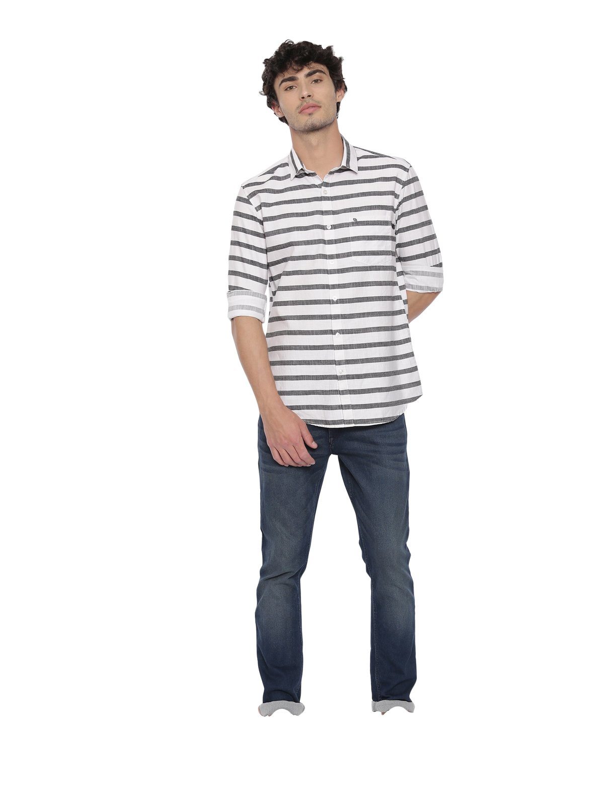 Swiss Club Mens Stripes Casual Wear Full Sleeve Slim Fit Woven Shirt SWISS CLUB Shirt Swiss Club 