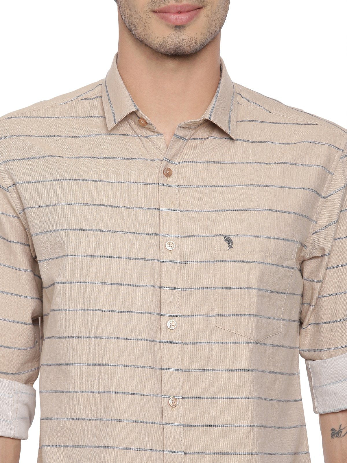Swiss Club Mens Stripes Casual Wear Full Sleeve Slim Fit Woven Shirt SWISS CLUB Shirt Swiss Club 
