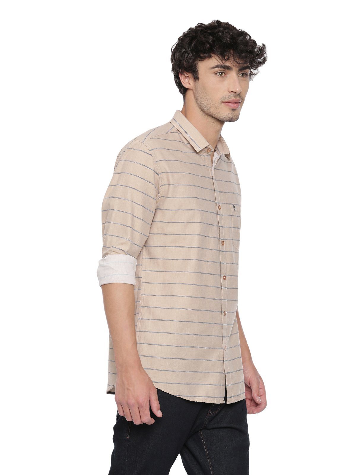 Swiss Club Mens Stripes Casual Wear Full Sleeve Slim Fit Woven Shirt SWISS CLUB Shirt Swiss Club 