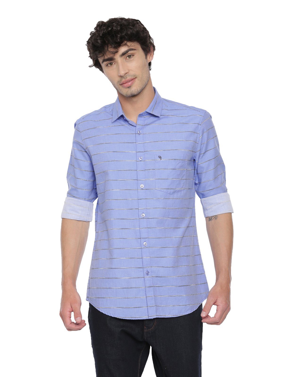 Swiss Club Mens Stripes Casual Wear Full Sleeve Slim Fit Woven Shirt SWISS CLUB Shirt Swiss Club 
