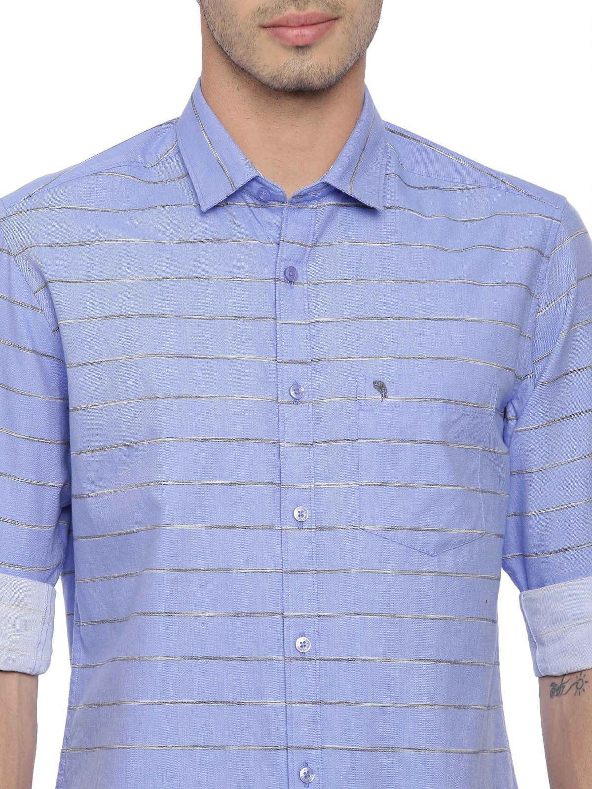 Swiss Club Mens Stripes Casual Wear Full Sleeve Slim Fit Woven Shirt SWISS CLUB Shirt Swiss Club 
