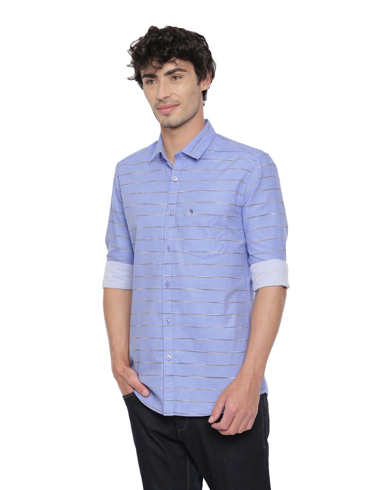 Swiss Club Mens Stripes Casual Wear Full Sleeve Slim Fit Woven Shirt SWISS CLUB Shirt Swiss Club 