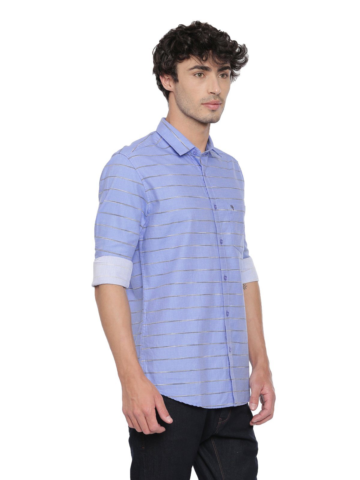 Swiss Club Mens Stripes Casual Wear Full Sleeve Slim Fit Woven Shirt SWISS CLUB Shirt Swiss Club 