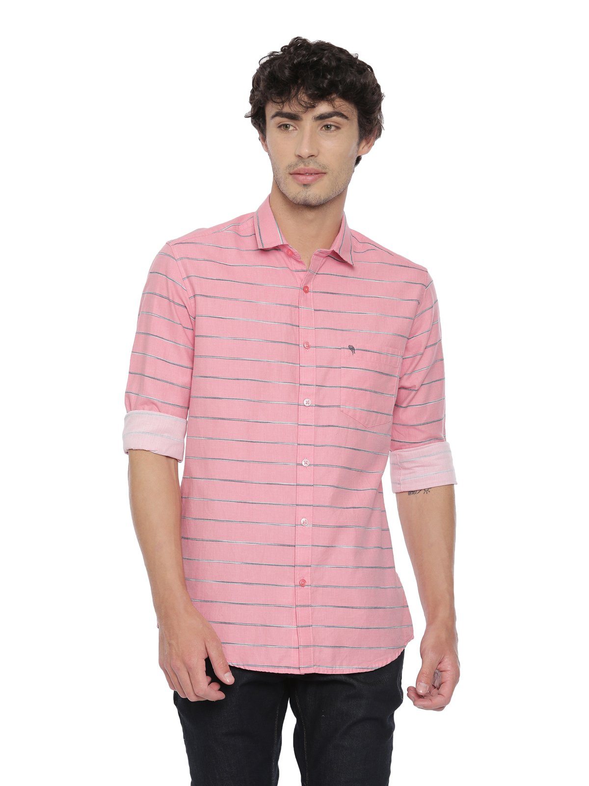 Swiss Club Mens Stripes Casual Wear Full Sleeve Slim Fit Woven Shirt SWISS CLUB Shirt Swiss Club 