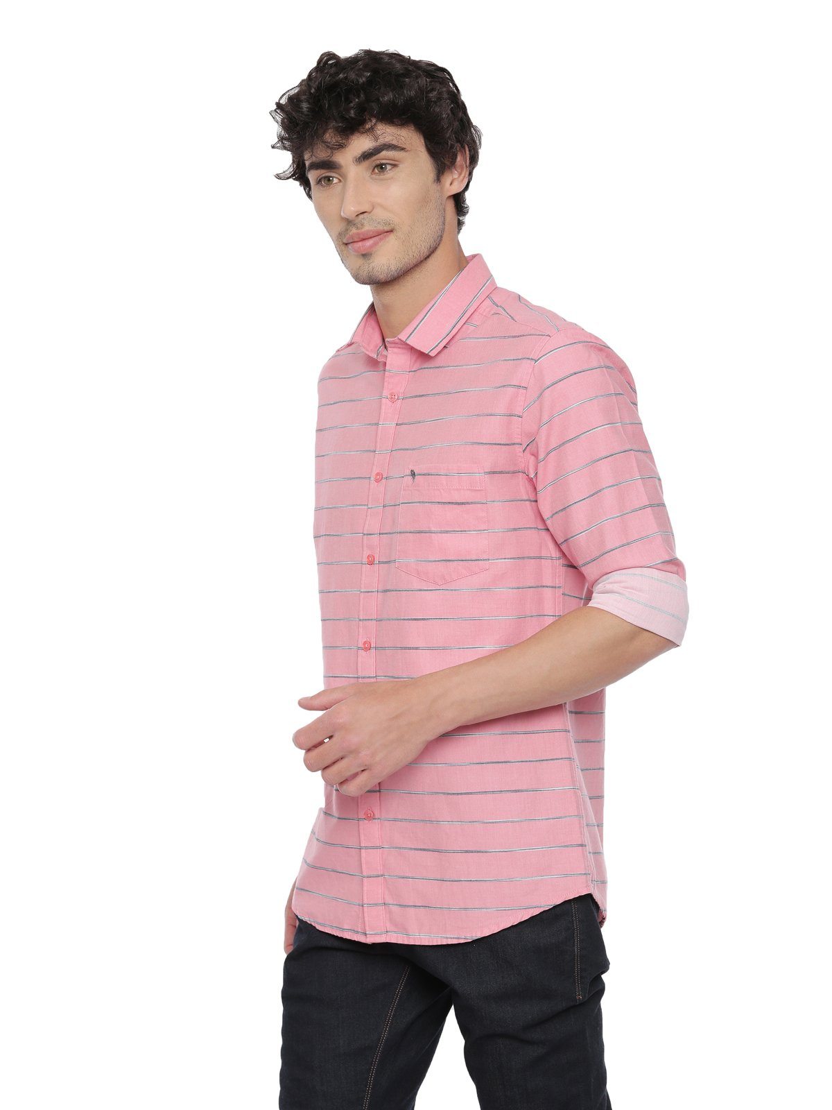 Swiss Club Mens Stripes Casual Wear Full Sleeve Slim Fit Woven Shirt SWISS CLUB Shirt Swiss Club 