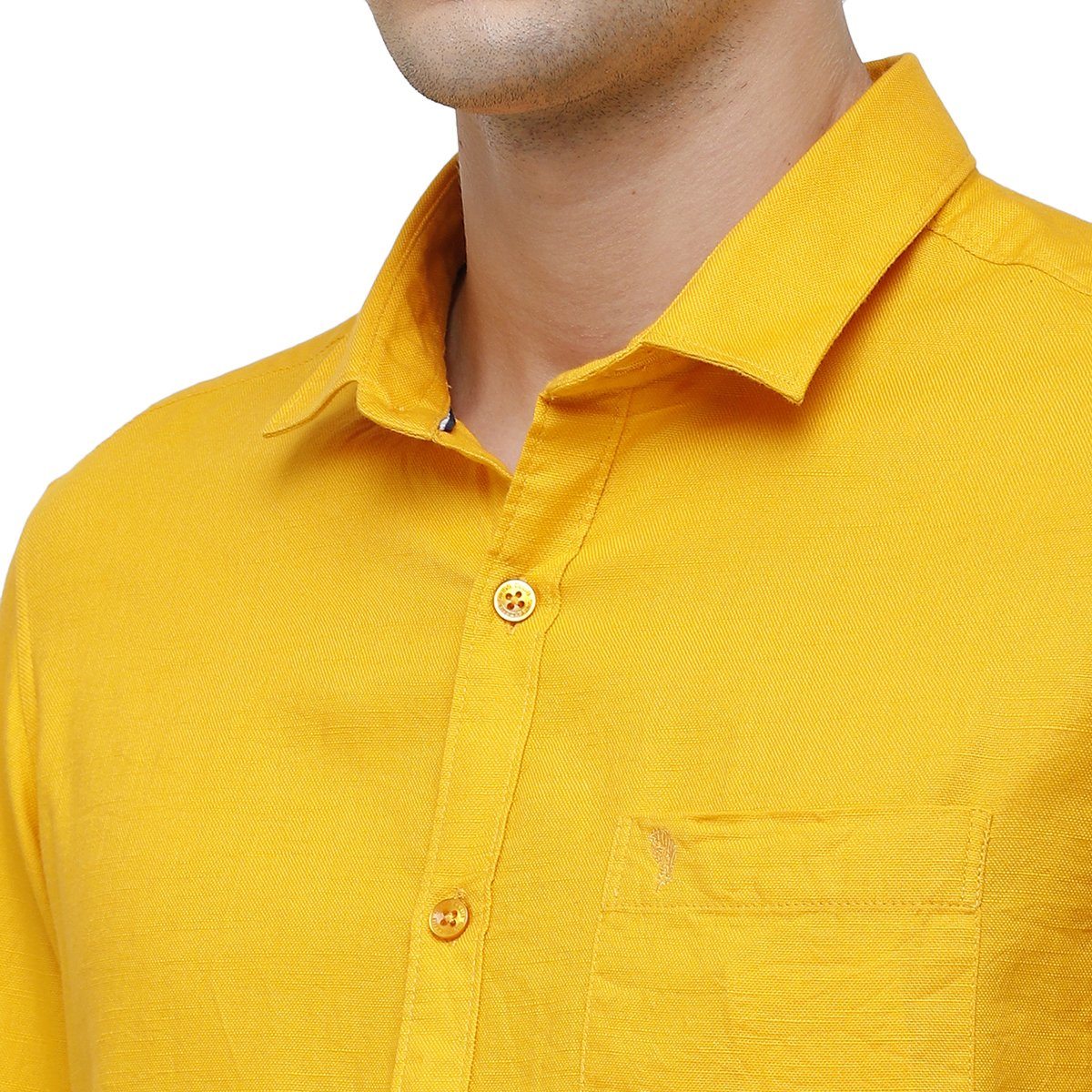 Swiss Club Mens Collar Neck Full Sleeve Mango:Yellow Slim Fit 100% Cotton Woven Shirt S-SC-65 A-FS-SLD-SF Shirts Swiss Club 