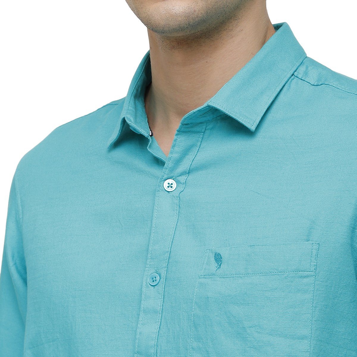 Swiss Club Mens Collar Neck Full Sleeve Turquoise Slim Fit 100% Cotton Woven Shirt S-SC-65 B-FS-SLD-SF Shirts Swiss Club 