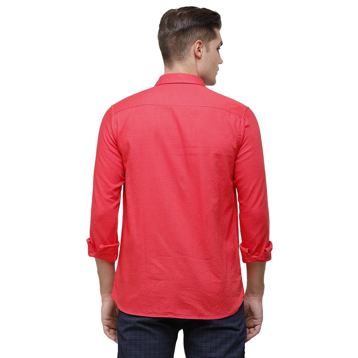 Swiss Club Men's Collar Full Sleeve 100% Cotton Slim Fit Red Woven Shirt Shirts Swiss Club 