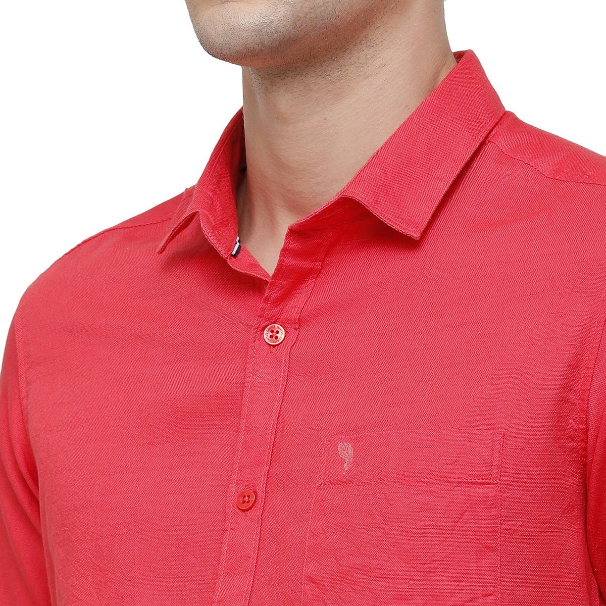 Swiss Club Mens Collar Neck Full Sleeve Red Slim Fit 100% Cotton Woven Shirt S-SC-65 C-FS-SLD-SF Shirts Swiss Club 
