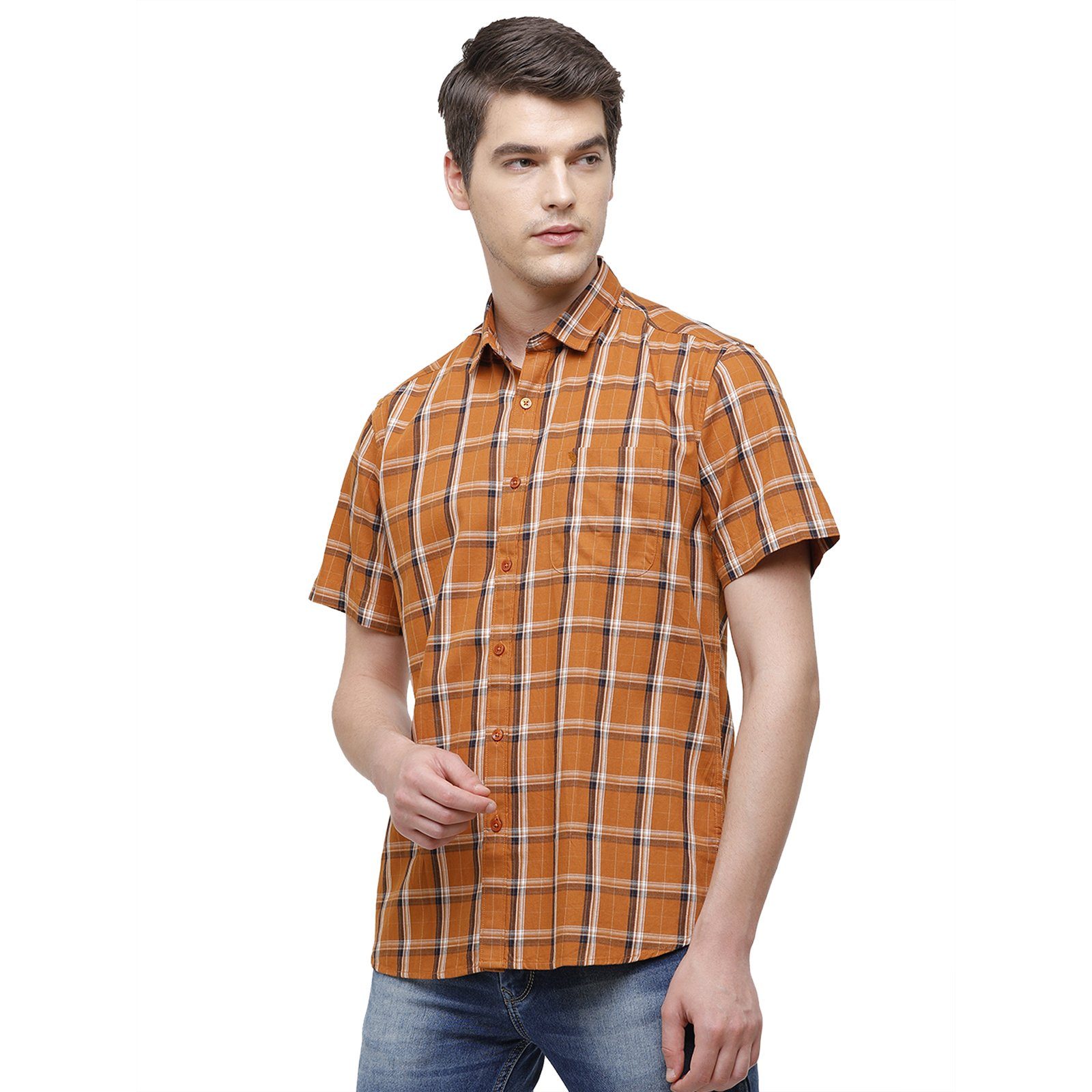 Swiss Club Men's Slim Fit Collar Neck Half Sleeve Checks Cotton Multi Woven Shirt S-SC-67 A-HS-CHK-SF Shirts Swiss Club 