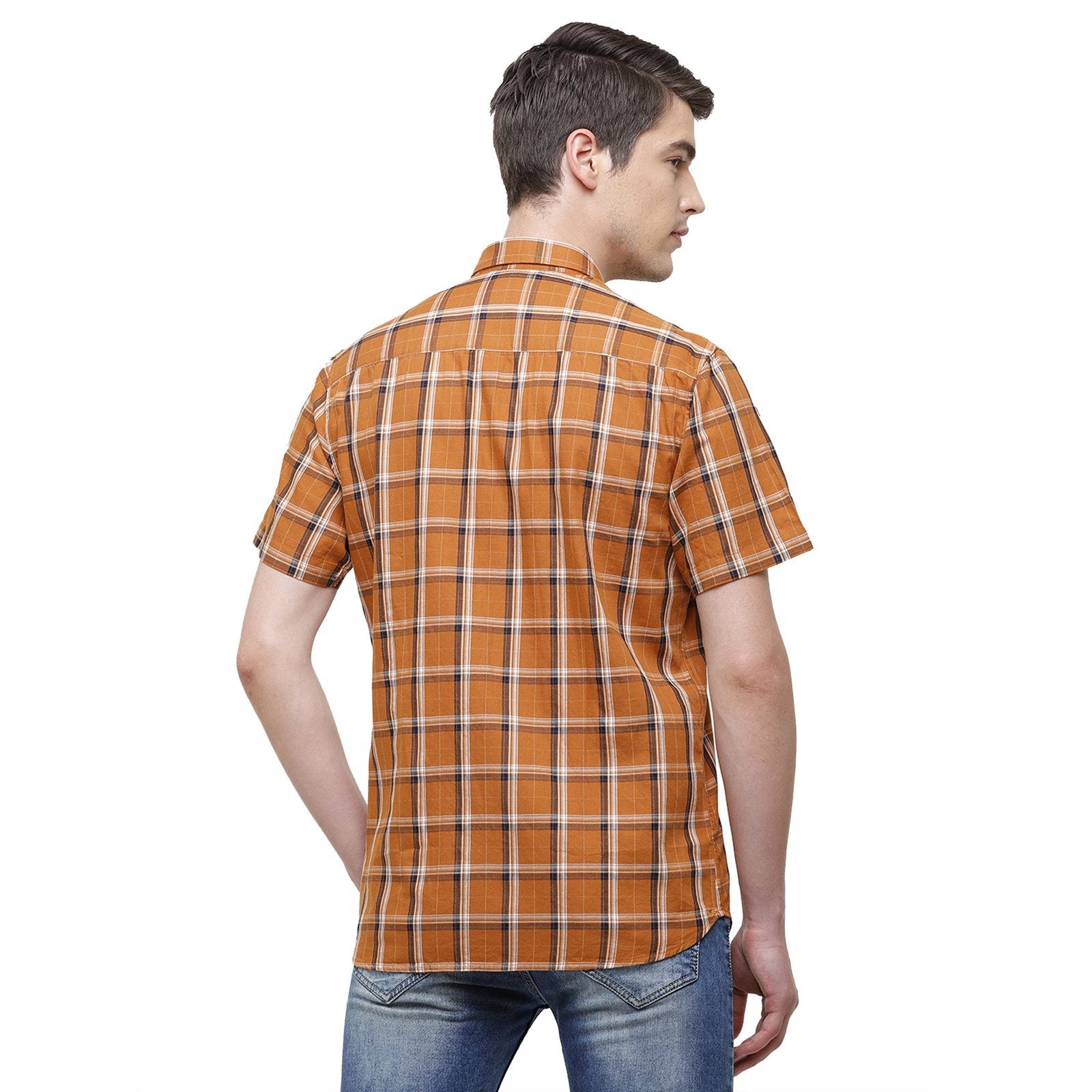 Swiss Club Men's Slim Fit Collar Neck Half Sleeve Checks Cotton Multi Woven Shirt S-SC-67 A-HS-CHK-SF Shirts Swiss Club 