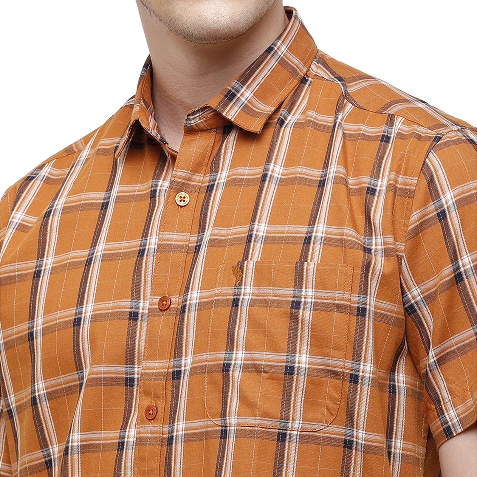 Swiss Club Men's Slim Fit Collar Neck Half Sleeve Checks Cotton Multi Woven Shirt S-SC-67 A-HS-CHK-SF Shirts Swiss Club 