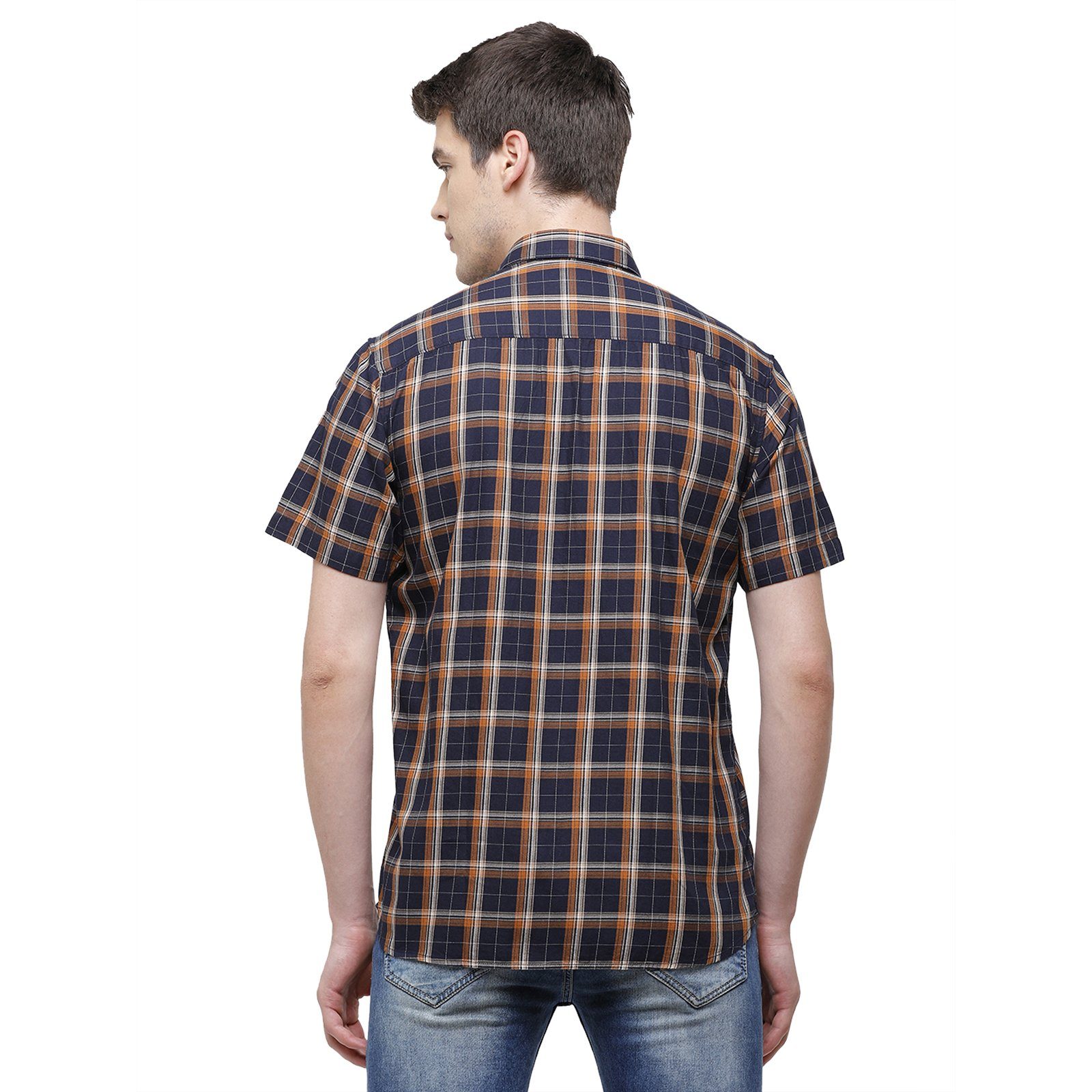 Swiss Club Men's Slim Fit Collar Neck Half Sleeve Checks Cotton Multi Woven Shirt S-SC-67 B-HS-CHK-SF Shirts Swiss Club 