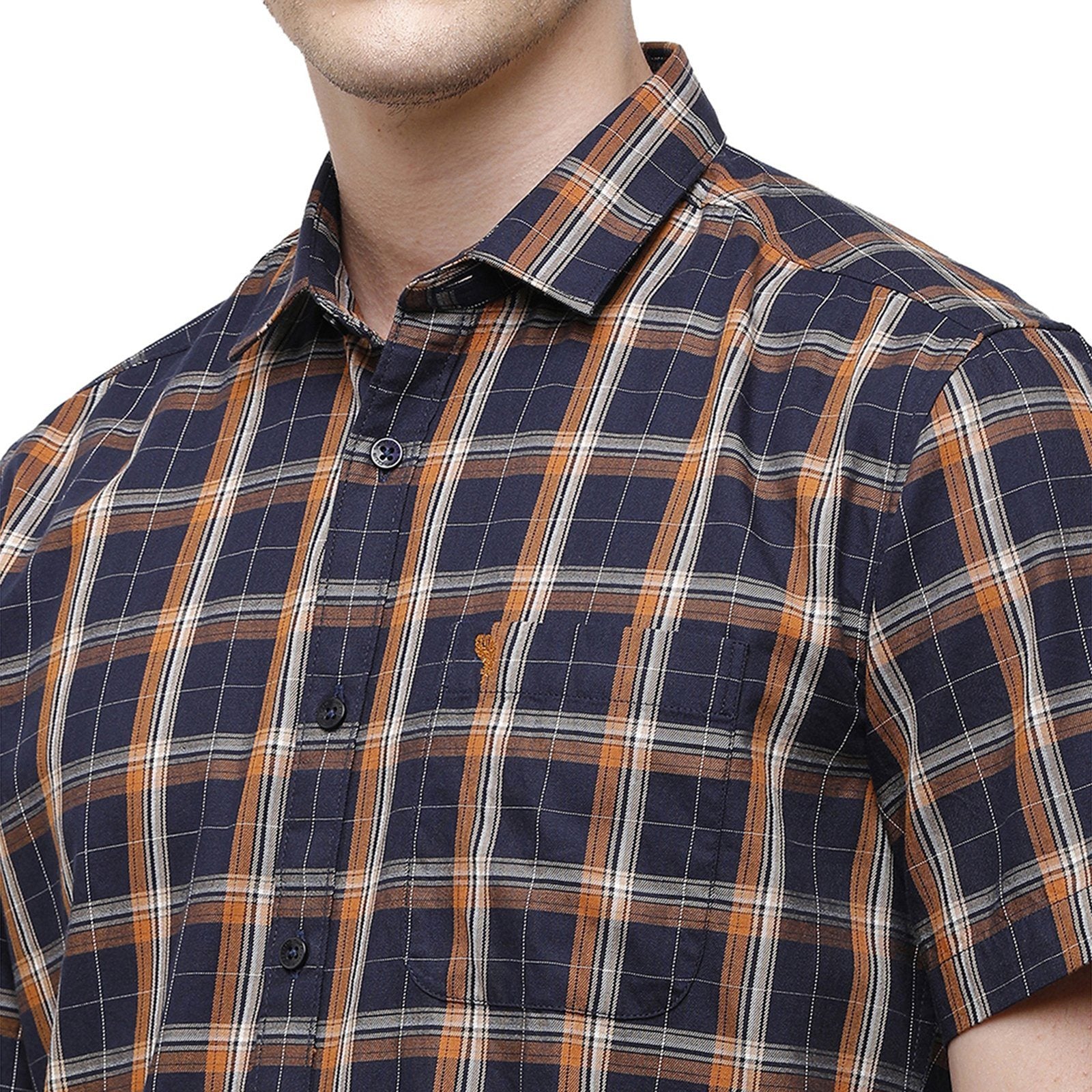 Swiss Club Men's Slim Fit Collar Neck Half Sleeve Checks Cotton Multi Woven Shirt S-SC-67 B-HS-CHK-SF Shirts Swiss Club 