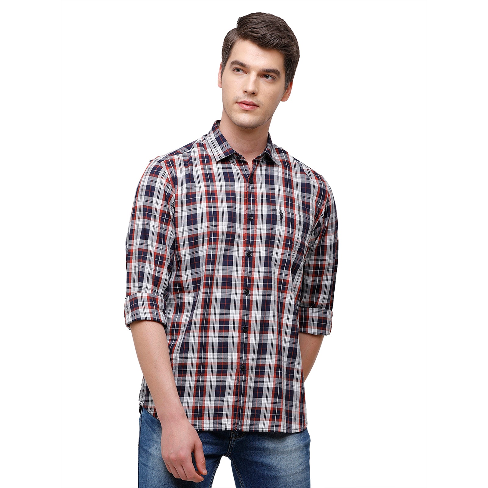 Swiss Club Men's Slim Fit Collar Neck Full Sleeve Checks Cotton Multi Woven Shirt S-SC-68 A-FS-CHK-SF Shirts Swiss Club 