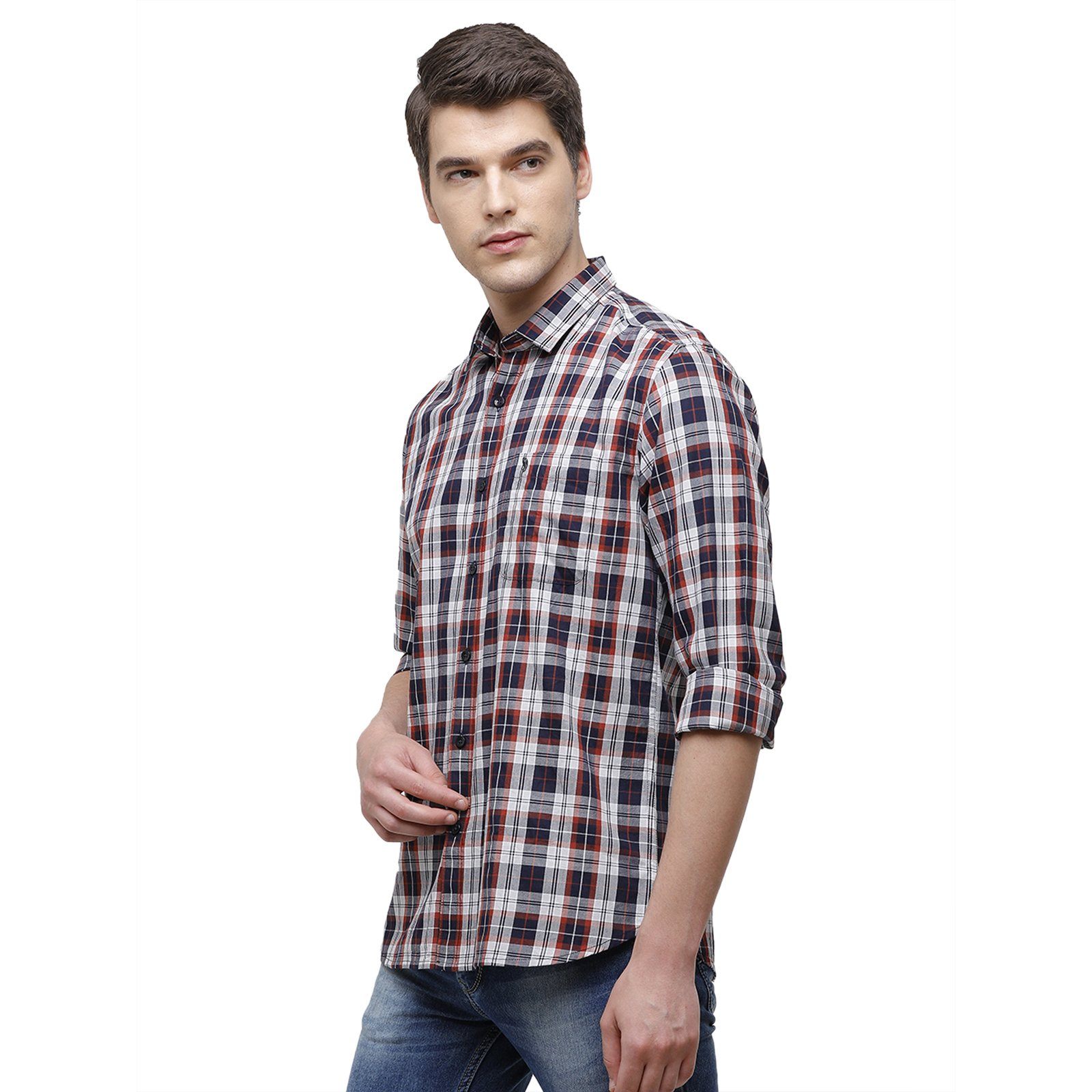 Swiss Club Men's Slim Fit Collar Neck Full Sleeve Checks Cotton Multi Woven Shirt S-SC-68 A-FS-CHK-SF Shirts Swiss Club 