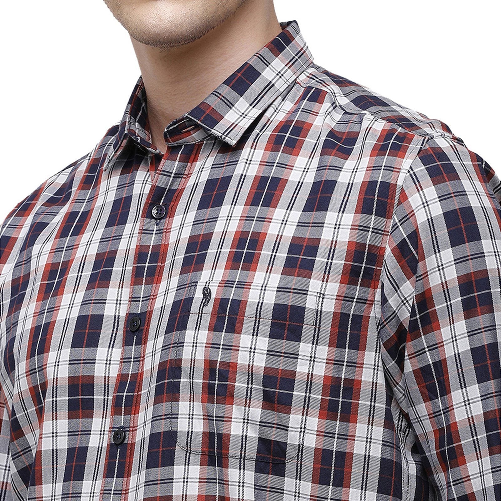 Swiss Club Men's Slim Fit Collar Neck Full Sleeve Checks Cotton Multi Woven Shirt S-SC-68 A-FS-CHK-SF Shirts Swiss Club 