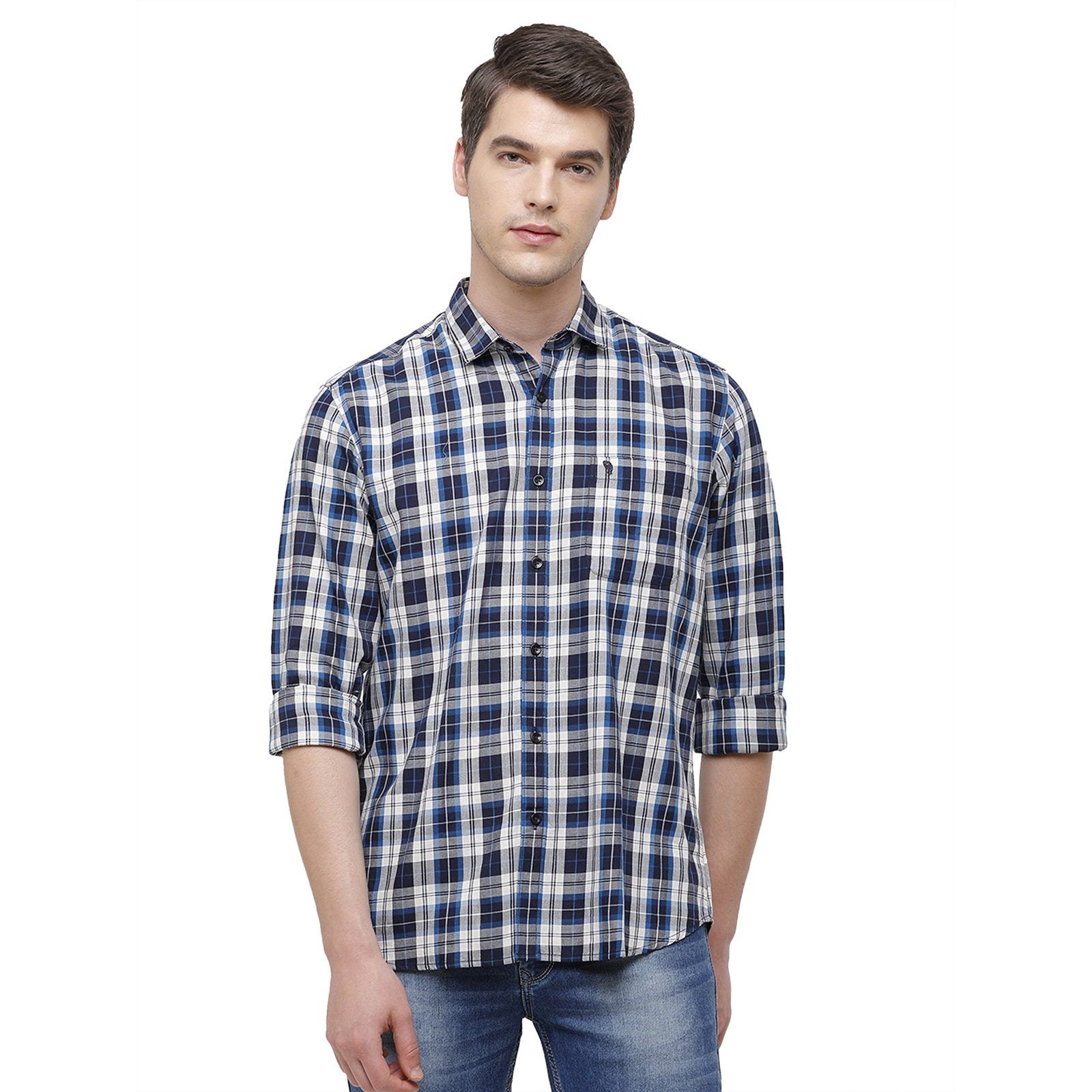 Swiss Club Men's Slim Fit Collar Neck Full Sleeve Checks Cotton Multi Woven Shirt S-SC-68 B-FS-CHK-SF Shirts Swiss Club 