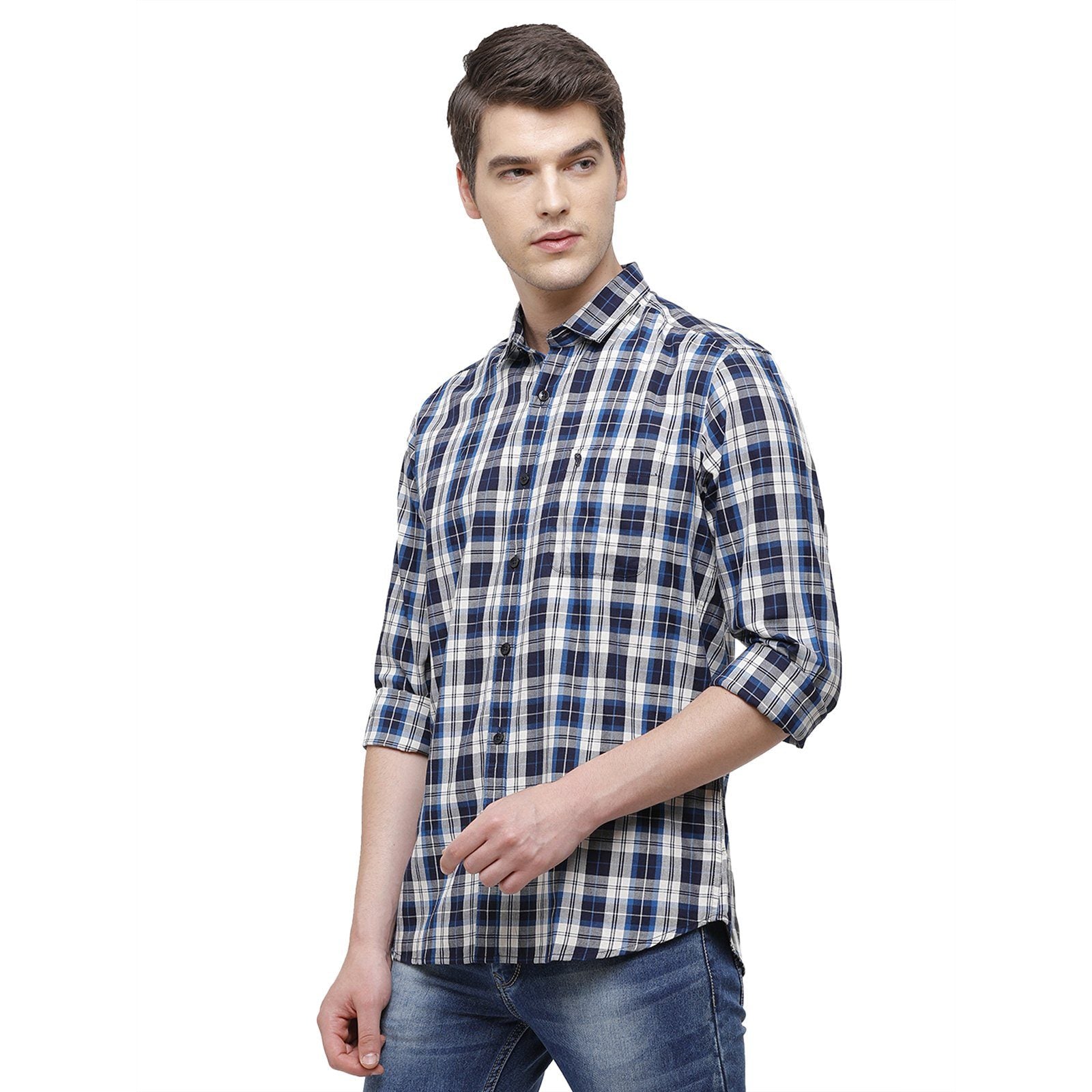 Swiss Club Men's Slim Fit Collar Neck Full Sleeve Checks Cotton Multi Woven Shirt S-SC-68 B-FS-CHK-SF Shirts Swiss Club 