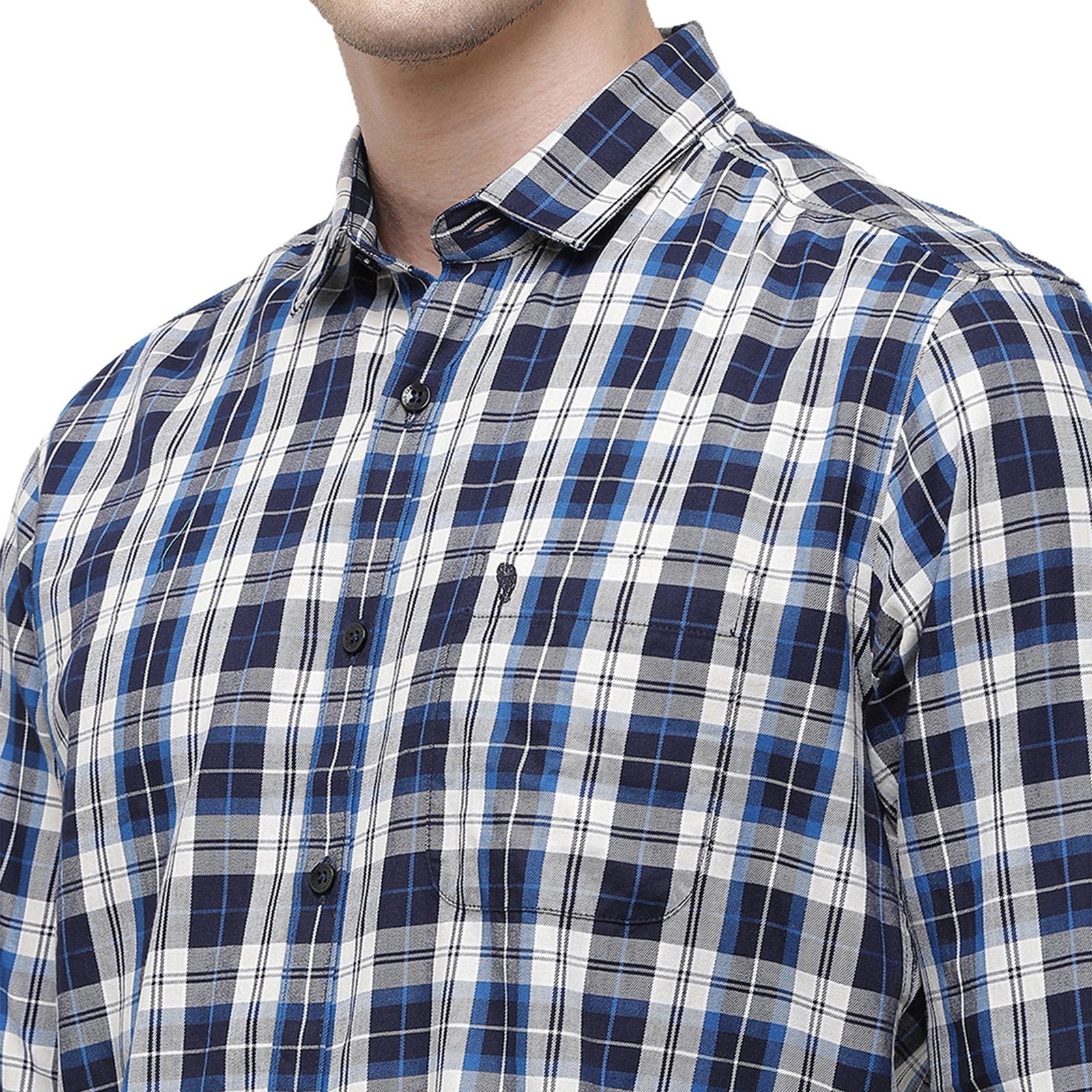 Swiss Club Men's Slim Fit Collar Neck Full Sleeve Checks Cotton Multi Woven Shirt S-SC-68 B-FS-CHK-SF Shirts Swiss Club 