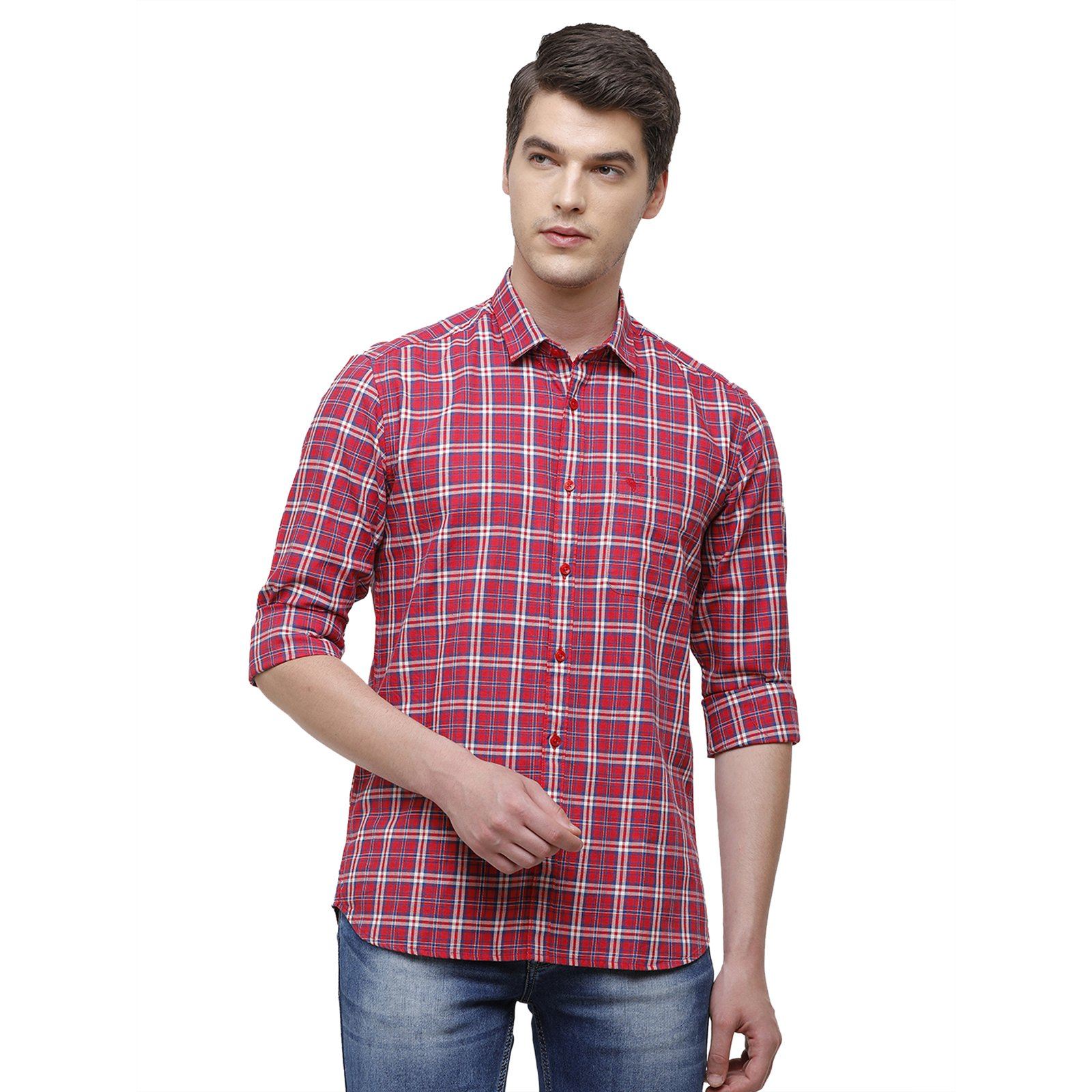Swiss Club Men's Slim Fit Collar Neck Full Sleeve Checks Cotton Multi Woven Shirt S-SC-69 A-FS-CHK-SF Shirts Swiss Club 