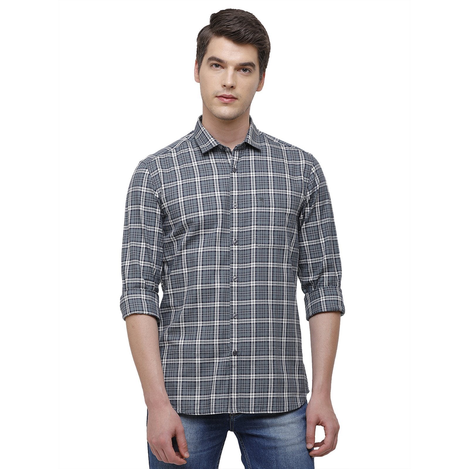 Swiss Club Men's Slim Fit Collar Neck Full Sleeve Checks Cotton Multi Woven Shirt S-SC-69 B-FS-CHK-SF Shirts Swiss Club 