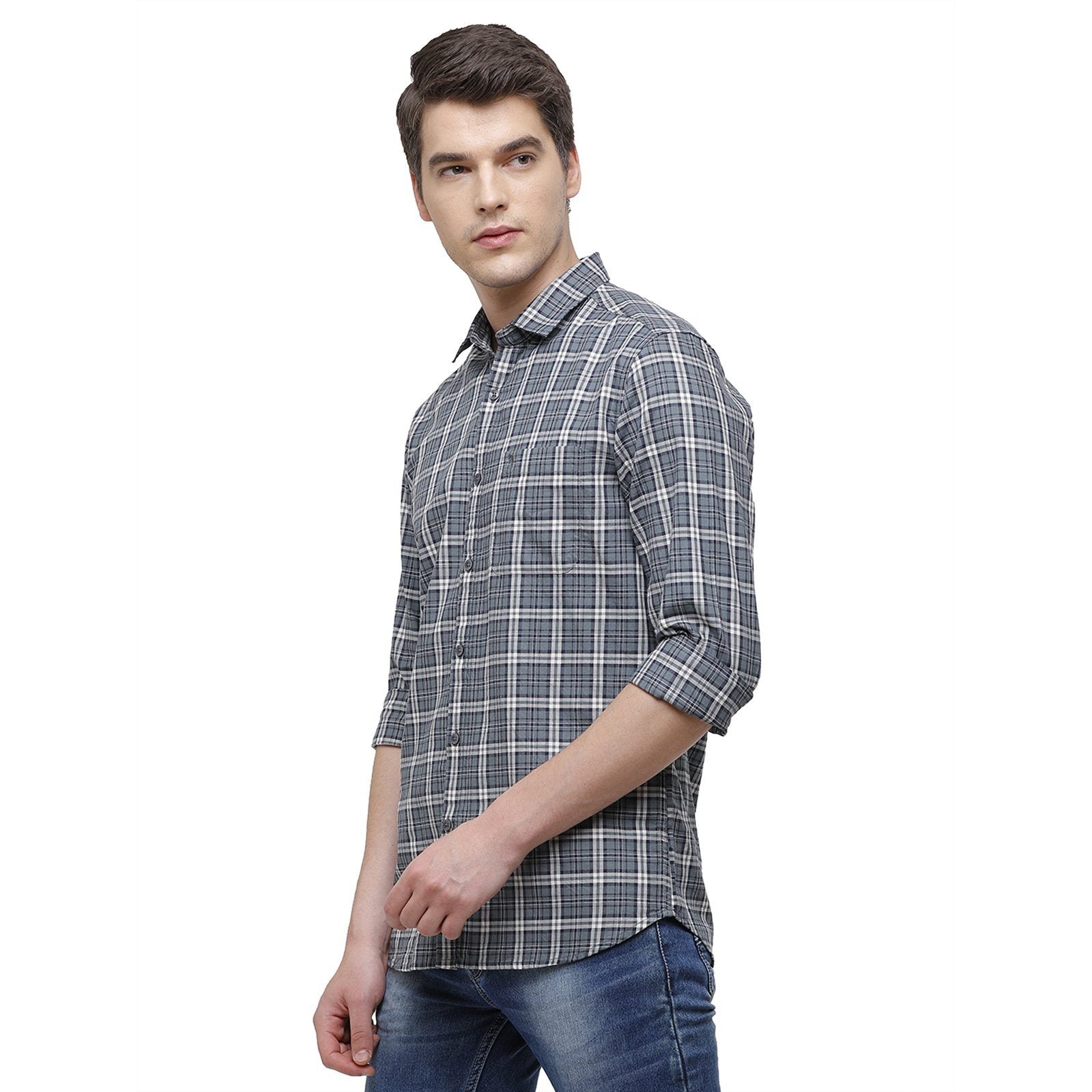 Swiss Club Men's Slim Fit Collar Neck Full Sleeve Checks Cotton Multi Woven Shirt S-SC-69 B-FS-CHK-SF Shirts Swiss Club 