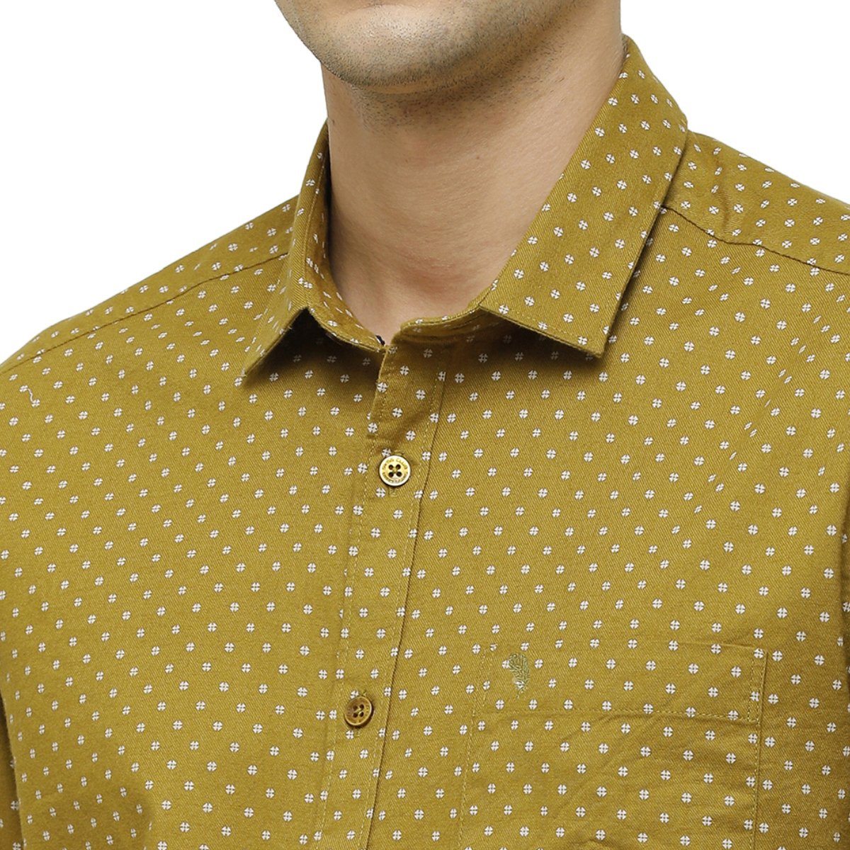 Swiss Club Mens Collar Neck Full Sleeve Olive Green Slim Fit 100% Cotton Woven Shirt S-SC-72 A-FS-PRT-SF Shirts Swiss Club 