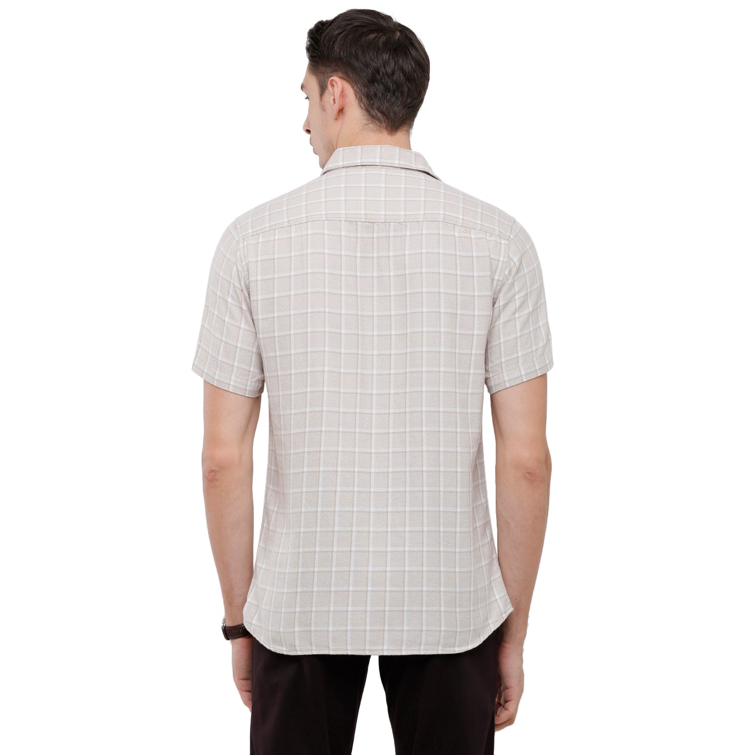 Swiss Club Mens Checkered Slim Fit Half Sleeve Collar Neck Grey Woven Shirt - S-SC-76 B-HS-CHK-SF Shirts Swiss Club 
