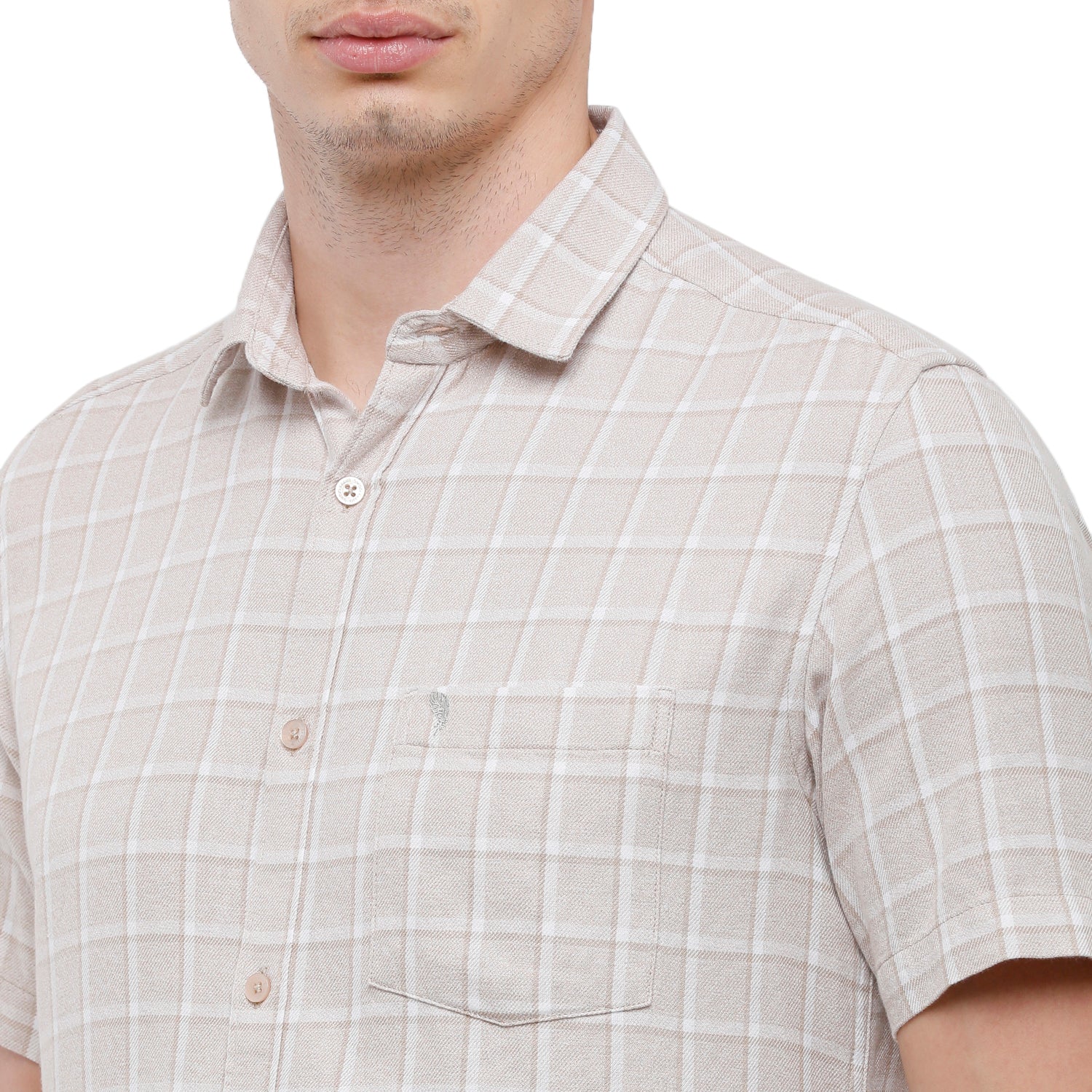 Swiss Club Mens Checkered Slim Fit Half Sleeve Collar Neck Grey Woven Shirt - S-SC-76 B-HS-CHK-SF Shirts Swiss Club 