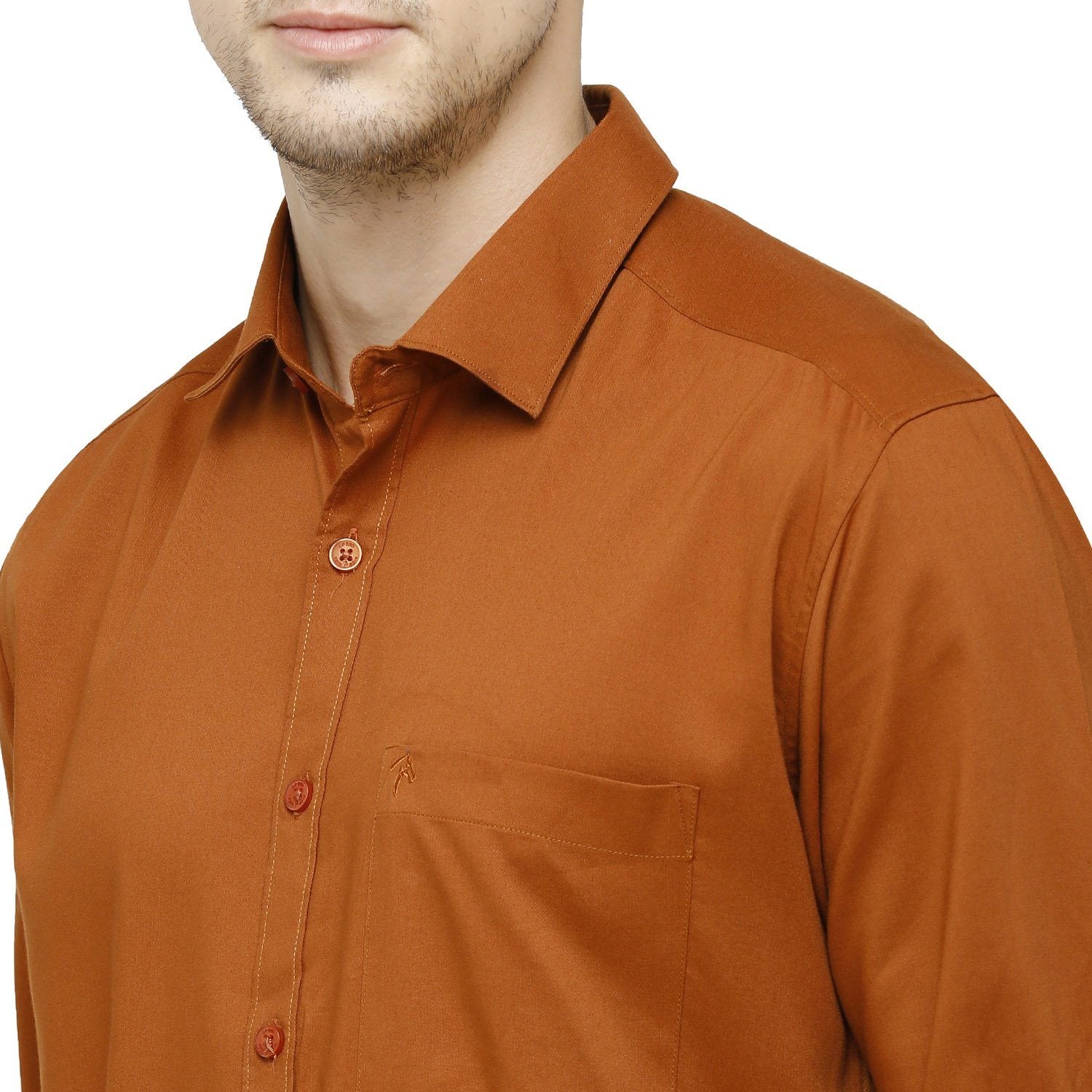 Swiss Club Mens Solid Collar Neck Full Sleeve Slim Fit Cotton Blended Orange Fashion Woven Shirt ( S-SC-78 C-FS-SLD-SF ) Shirts Swiss Club 