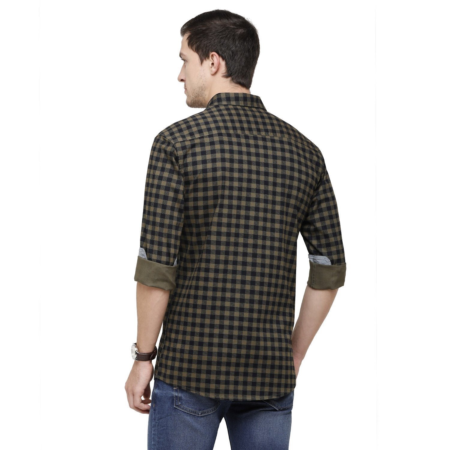 Swiss Club Men's Black Checkered Slim Fit Casual Full Sleeve Woven Shirt ( S-SC-81 B-FS-PRT-SF ) Shirts Swiss Club 