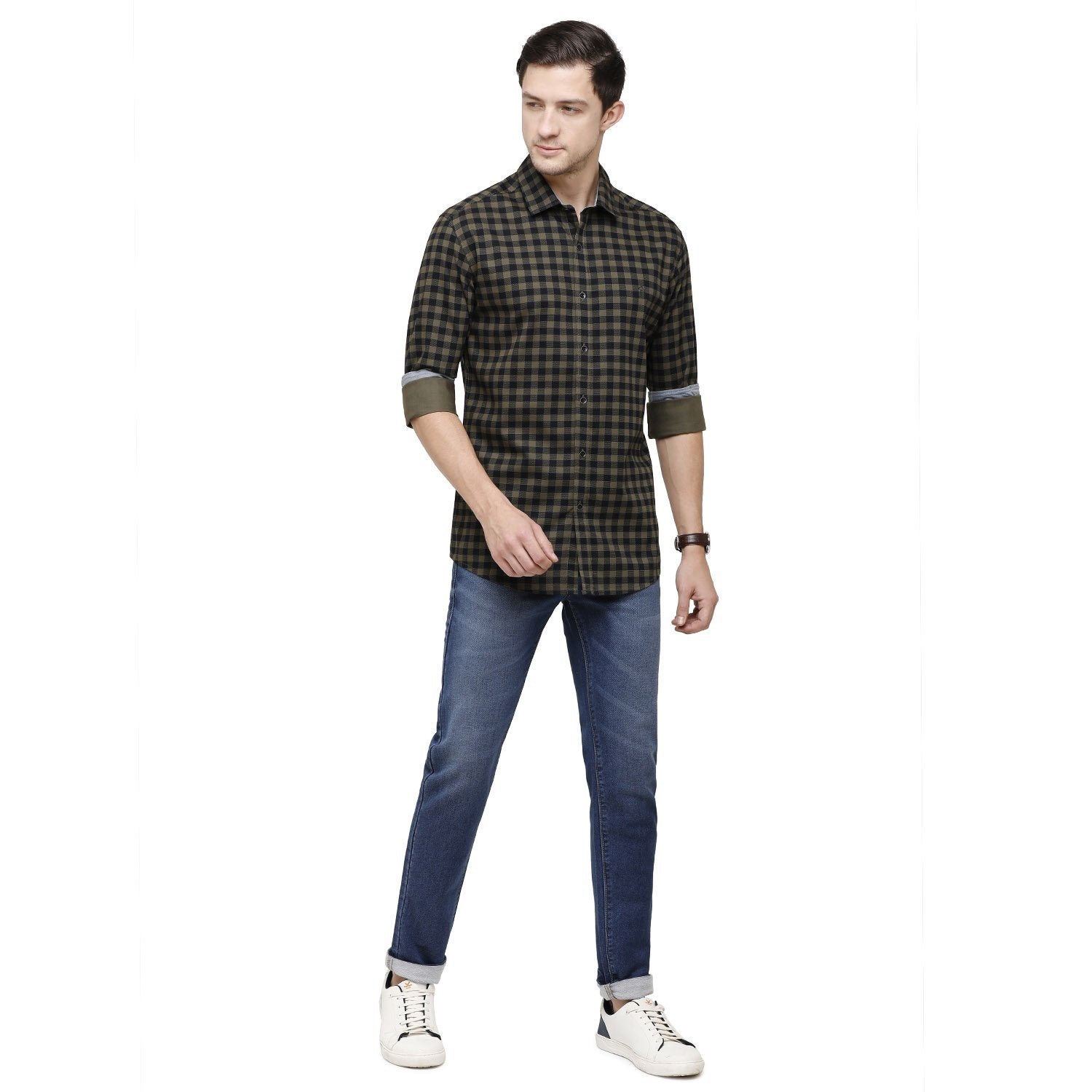 Swiss Club Men's Black Checkered Slim Fit Casual Full Sleeve Woven Shirt ( S-SC-81 B-FS-PRT-SF ) Shirts Swiss Club 