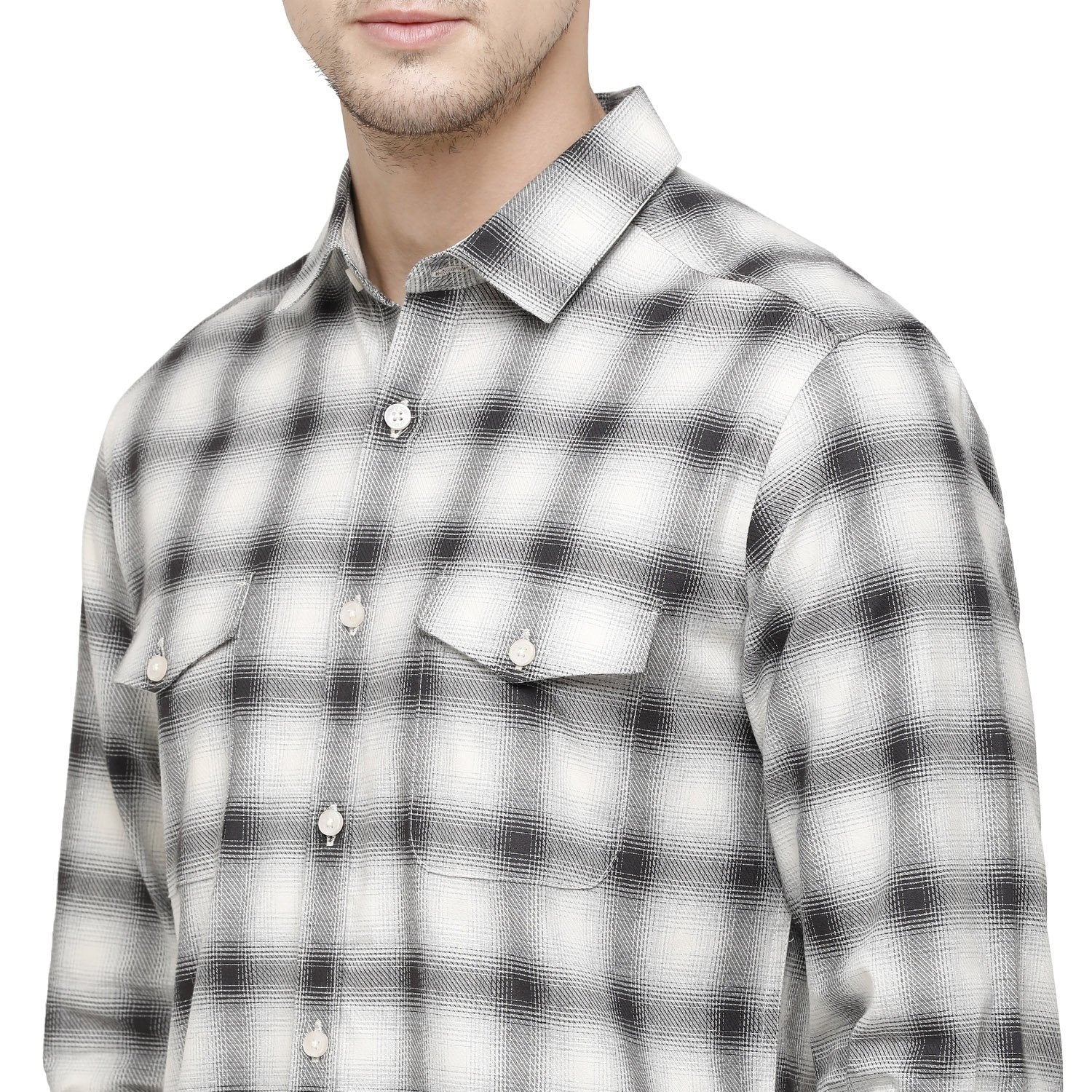 Swiss Club Mens White & Black Printed Slim Fit Half Sleeve Woven Shirt ( S-SC-84 B-FS-CHK-SF ) Shirts Swiss Club 