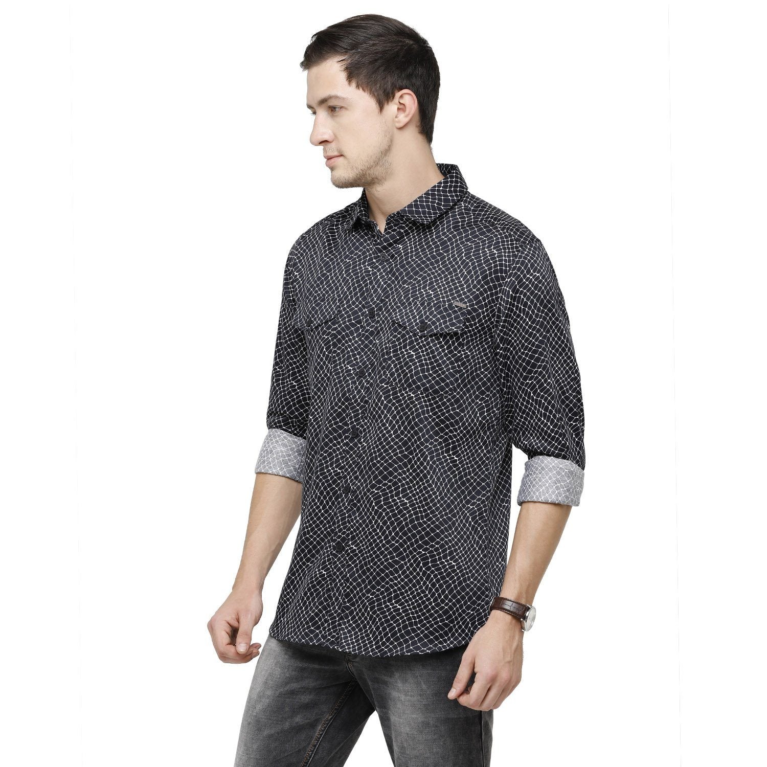 Swiss Club Men's Brown Checkered Slim Fit Casual Full Sleeve Woven Shirt ( S-SC-86 B-FS-PRT-SF ) Shirts Swiss Club 