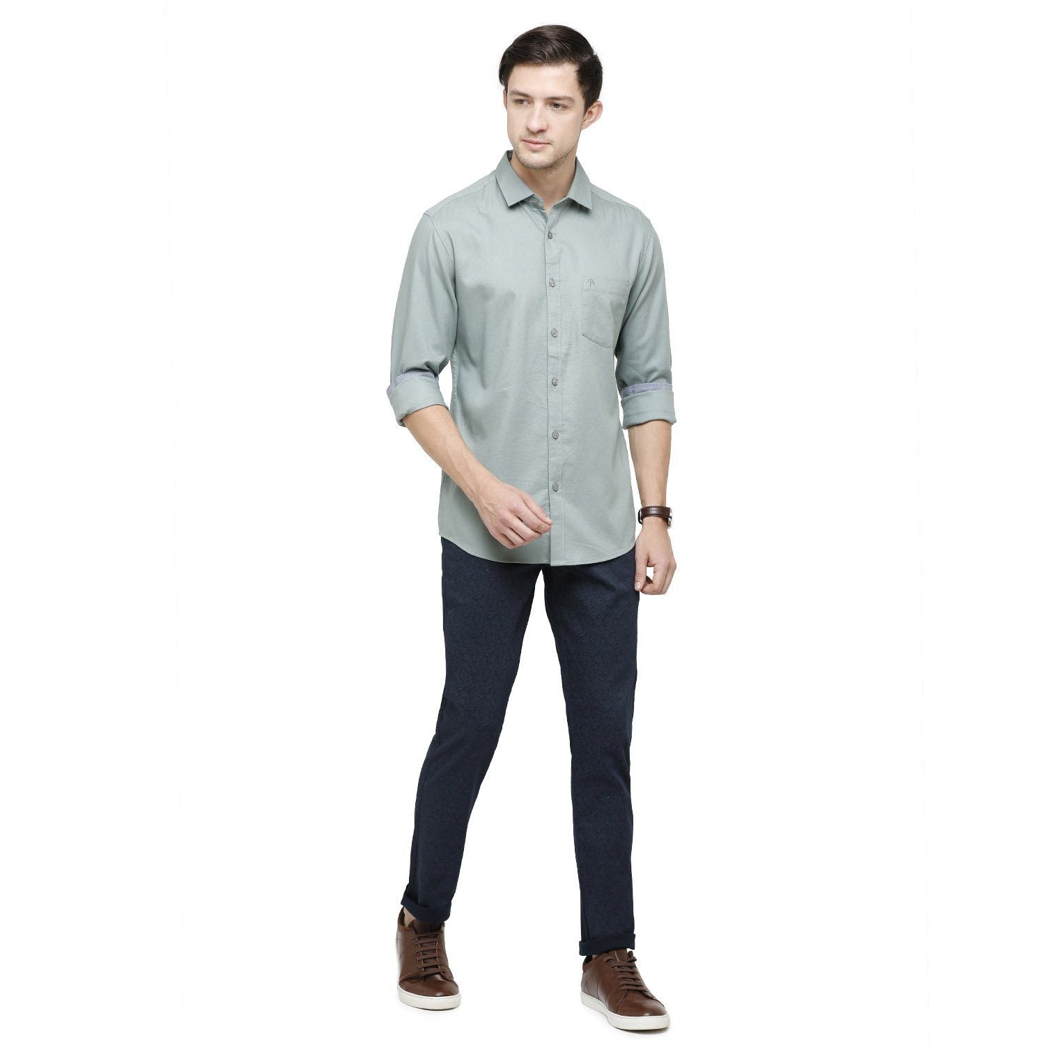 Swiss Club Mens Solid Full Sleeve Slim Fit Cotton Ash Grey Woven Shirt ( S-SC-91 A-FS-SLD-SF ) Shirts Swiss Club 