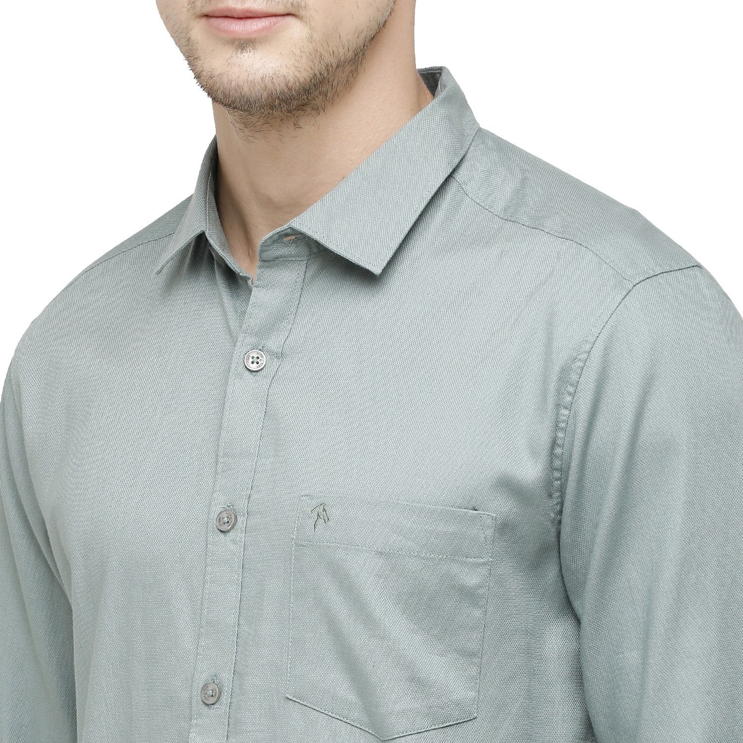 Swiss Club Mens Solid Full Sleeve Slim Fit Cotton Ash Grey Woven Shirt ( S-SC-91 A-FS-SLD-SF ) Shirts Swiss Club 