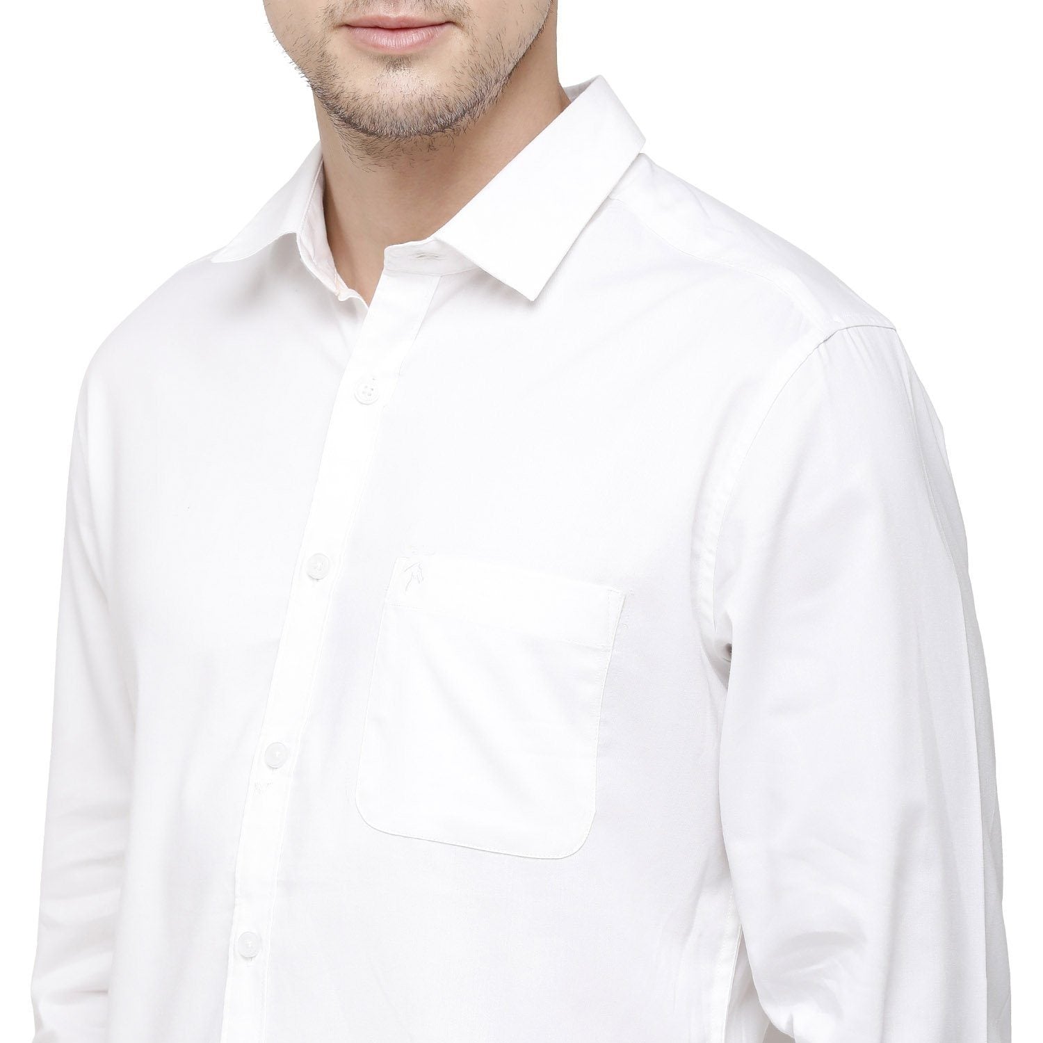 Swiss Club Mens Solid Collar Neck Full Sleeve Slim Fit Cotton Blended White Fashion Woven Shirt ( S-SC-97 B-FS-SLD-SF ) Shirts Swiss Club 