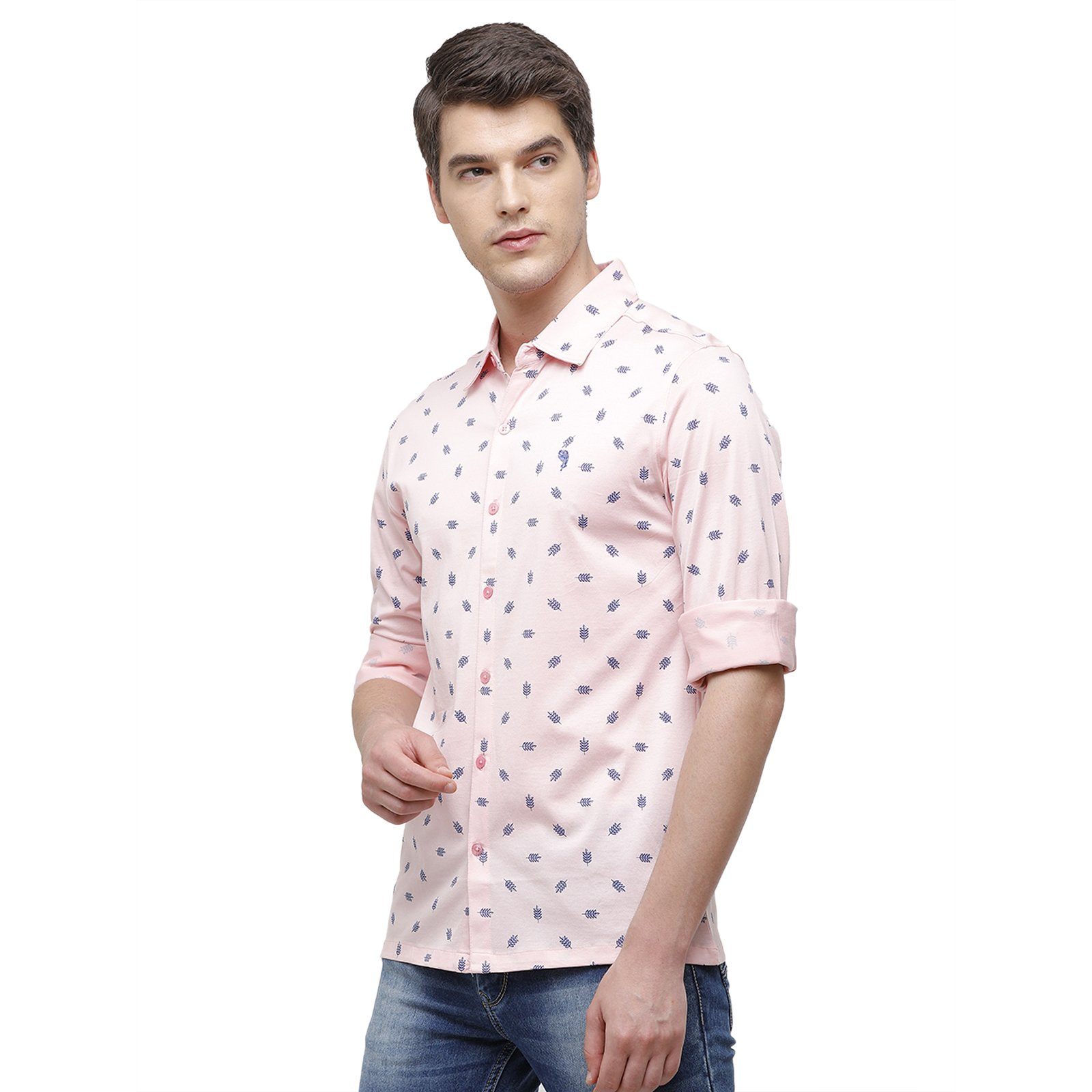 Swiss Club Men's Slim Fit Polo Collar Full Sleeve Printed Knitted Pink T-Shirt SCKS-01 A-SF-HS-SH T-shirt Swiss Club 