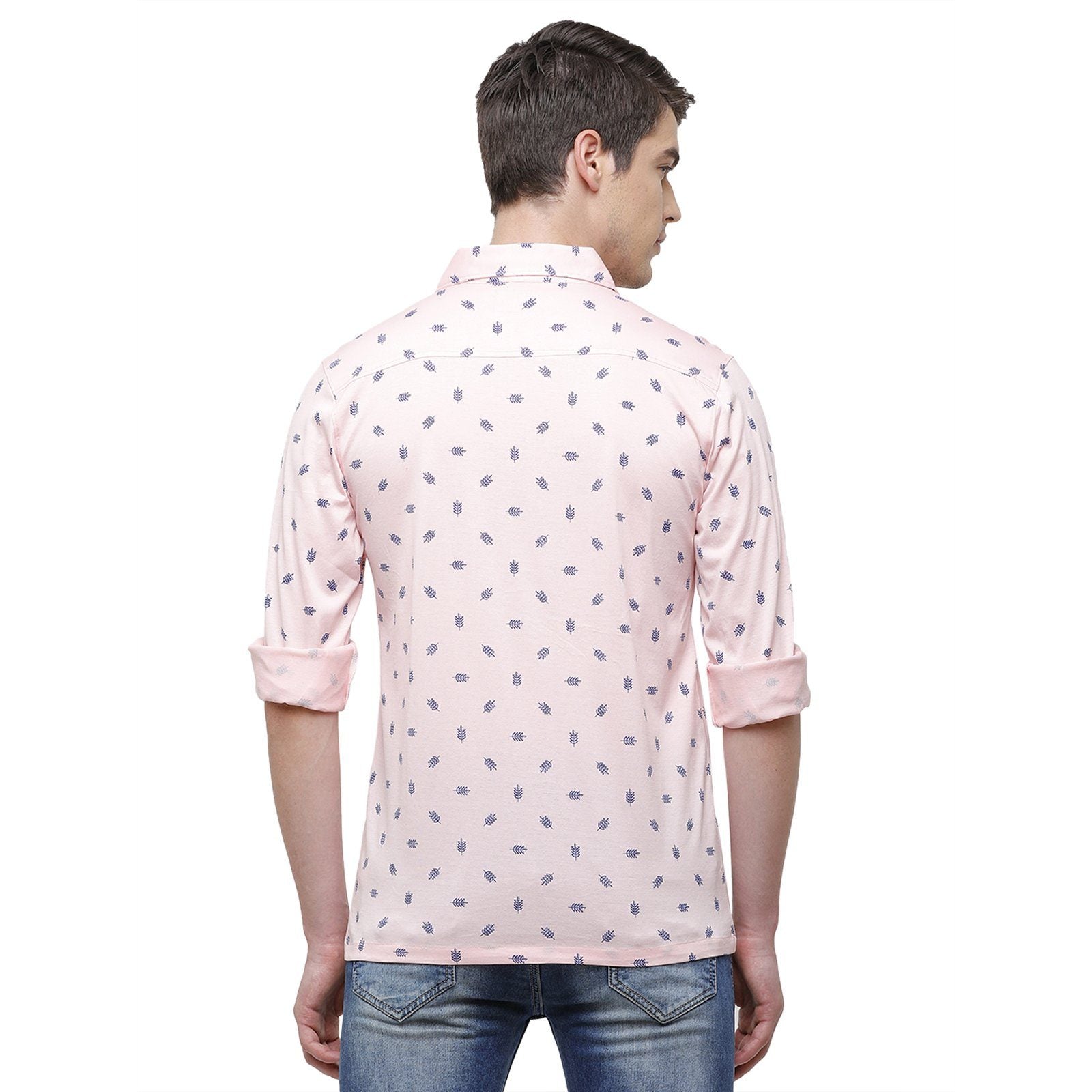 Swiss Club Men's Slim Fit Polo Collar Full Sleeve Printed Knitted Pink T-Shirt SCKS-01 A-SF-HS-SH T-shirt Swiss Club 